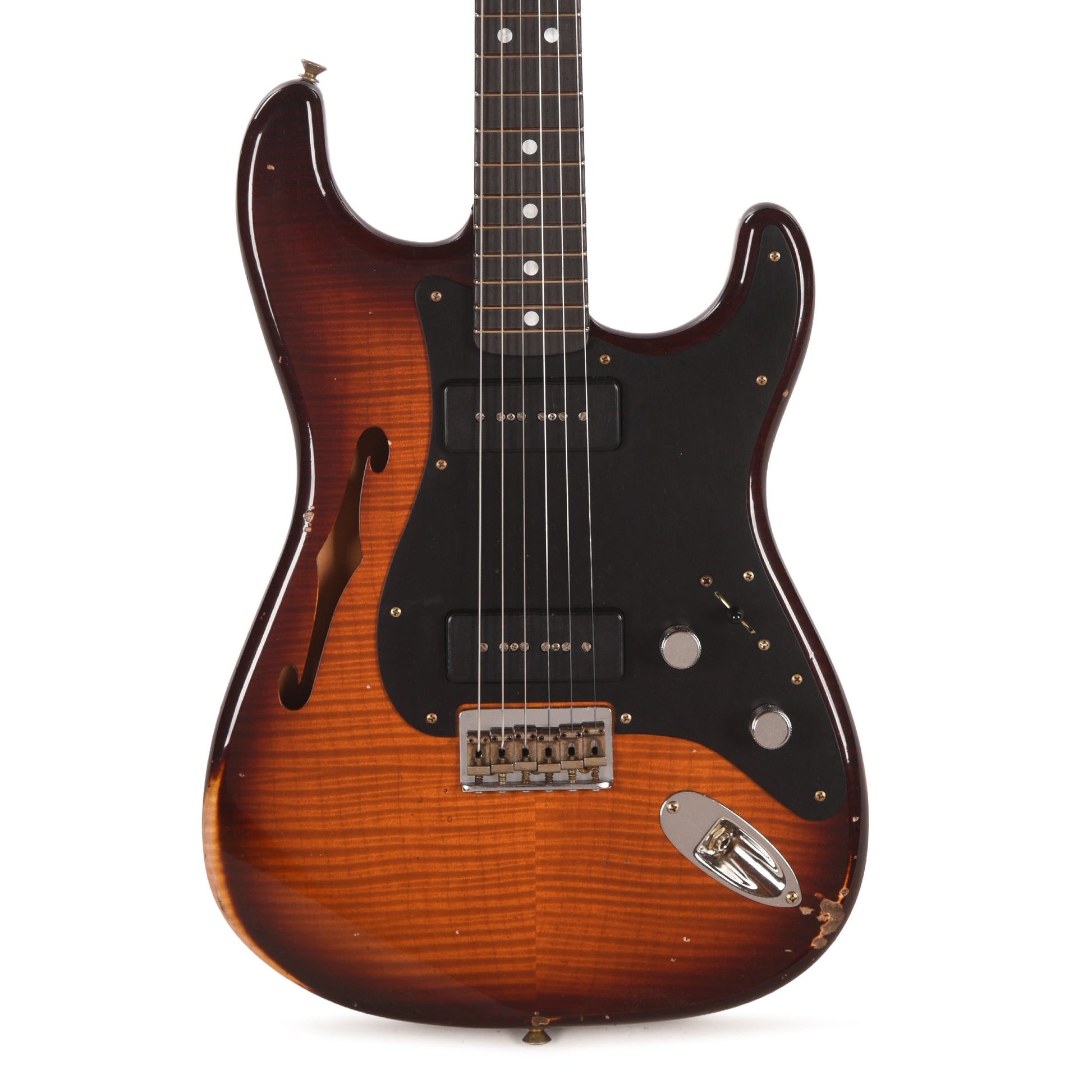 Fender Custom Shop Artisan Dual P90 Stratocaster Flame Maple Top & 1-Piece Vintage Michigan Mahogany Body Aged Violin Burst Relic