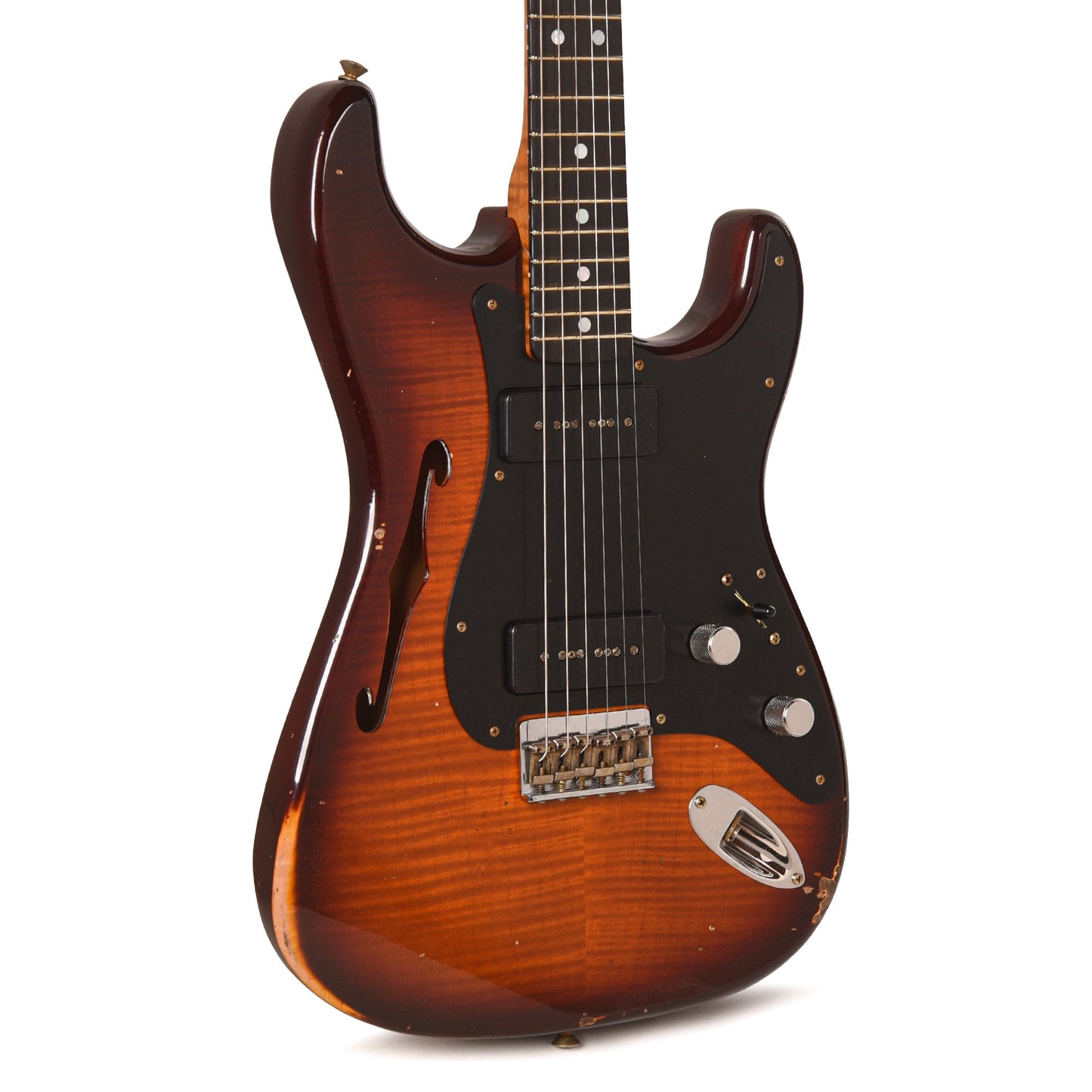 Fender Custom Shop Artisan Dual P90 Stratocaster Flame Maple Top & 1-Piece Vintage Michigan Mahogany Body Aged Violin Burst Relic