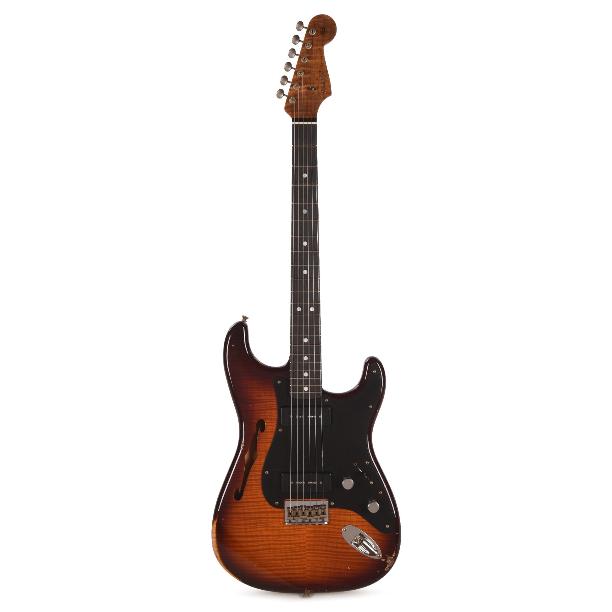 Fender Custom Shop Artisan Dual P90 Stratocaster Flame Maple Top & 1-Piece Vintage Michigan Mahogany Body Aged Violin Burst Relic