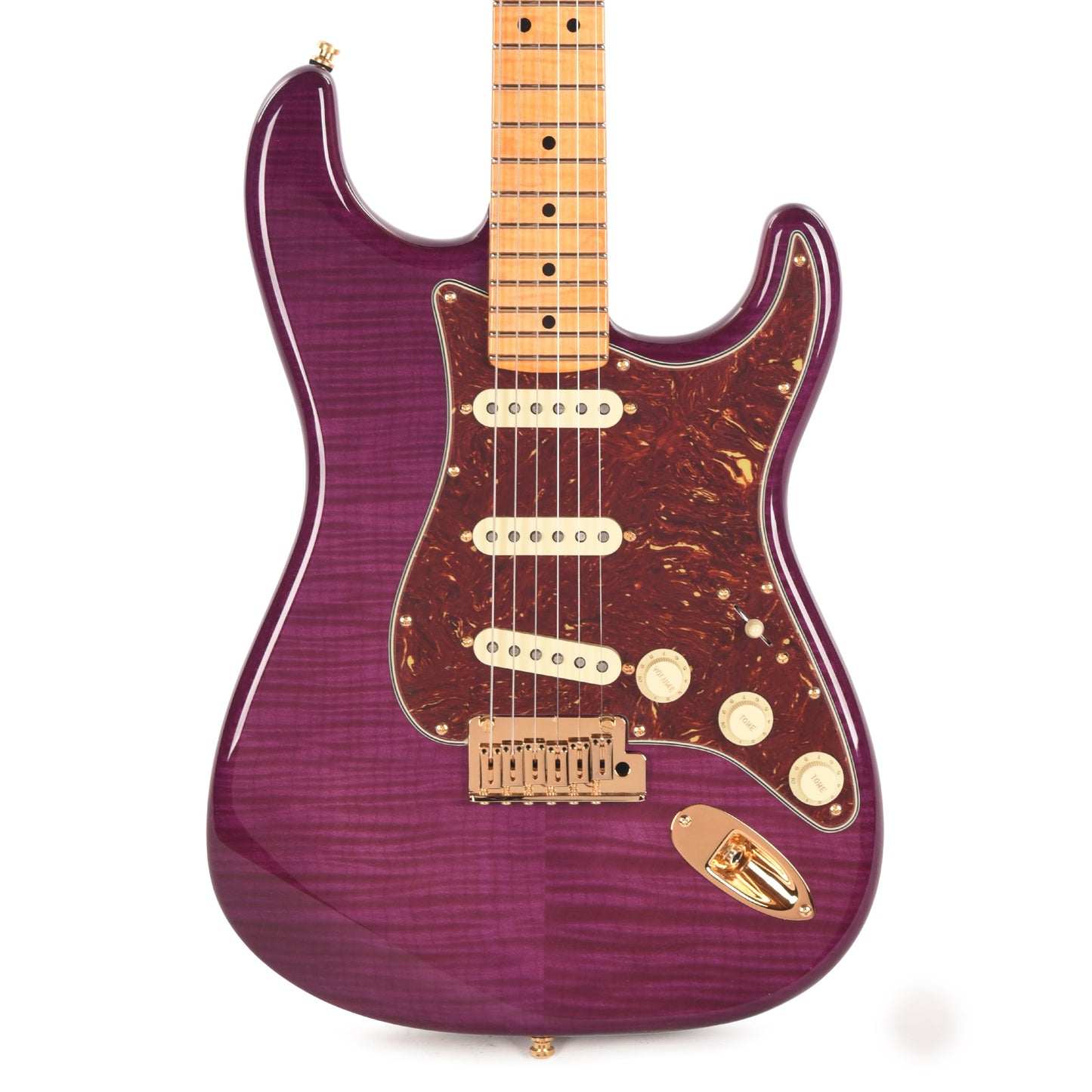 Fender Custom Shop Custom Deluxe Stratocaster NOS AAA Flame Maple Top Purple Transparent w/Lightweight Ash Body & AAA Flame Neck