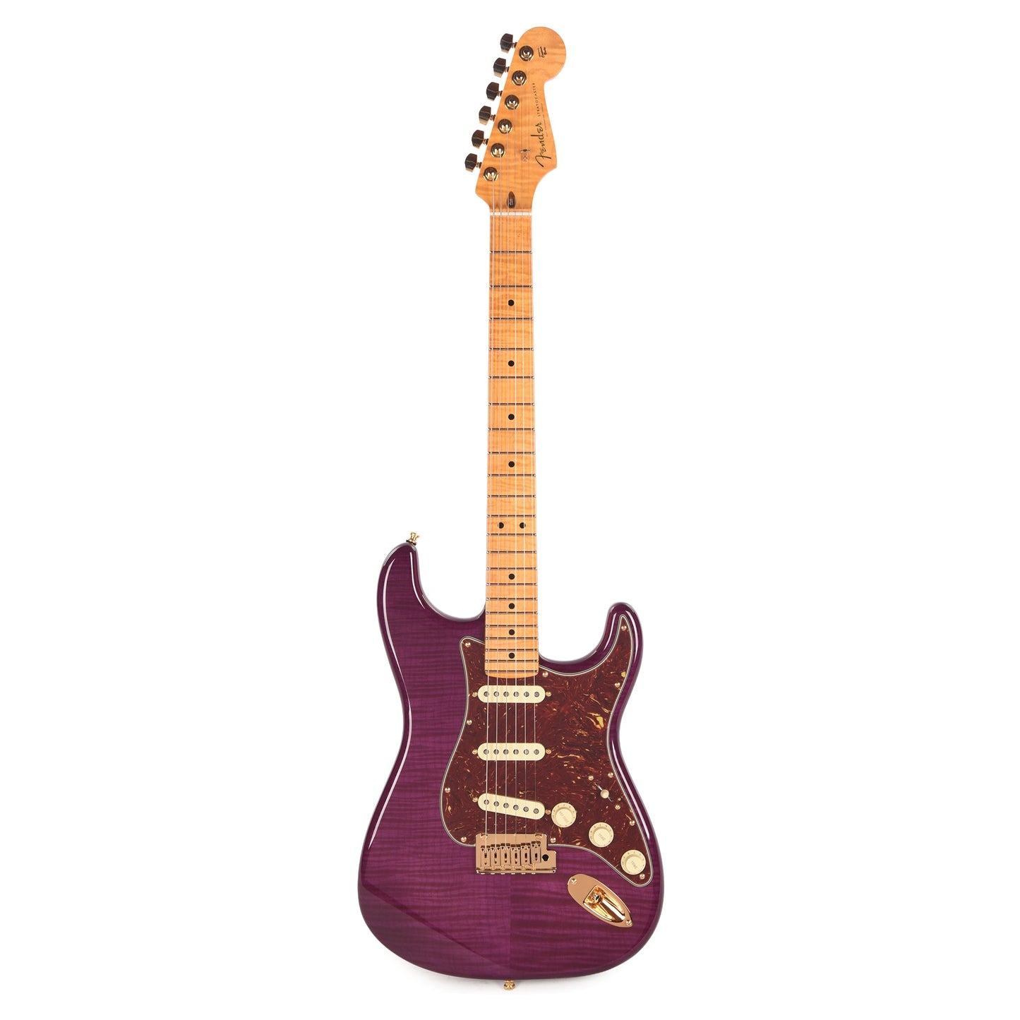 Fender Custom Shop Custom Deluxe Stratocaster NOS AAA Flame Maple Top Purple Transparent w/Lightweight Ash Body & AAA Flame Neck