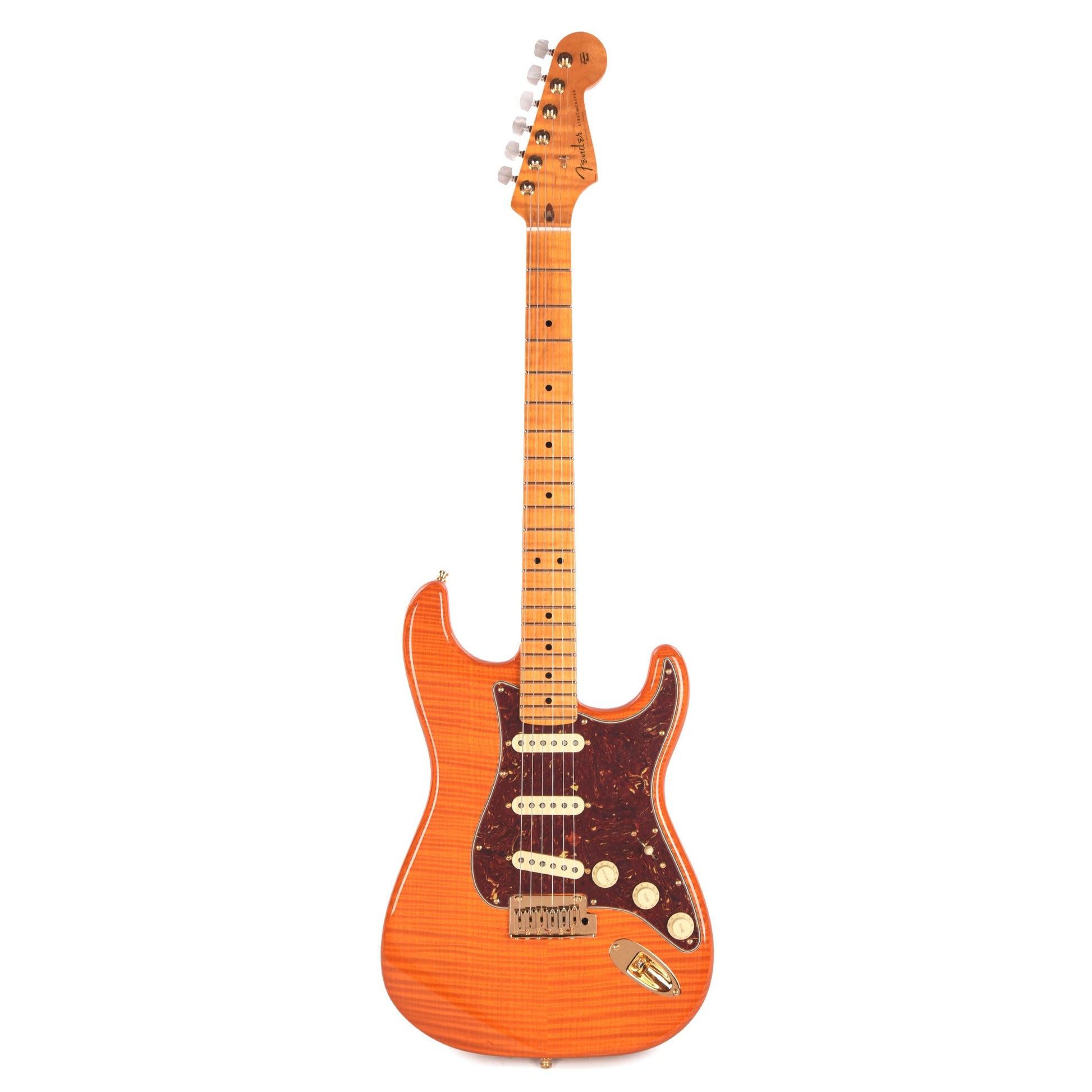 Fender Custom Shop Custom Deluxe Stratocaster NOS AAA Flame Maple Top Sunset Orange Transparent w/Lightweight Ash Body & AAA Flame Neck