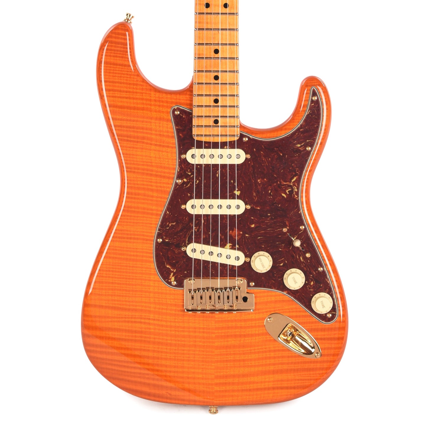 Fender Custom Shop Custom Deluxe Stratocaster NOS AAA Flame Maple Top Sunset Orange Transparent w/Lightweight Ash Body & AAA Flame Neck