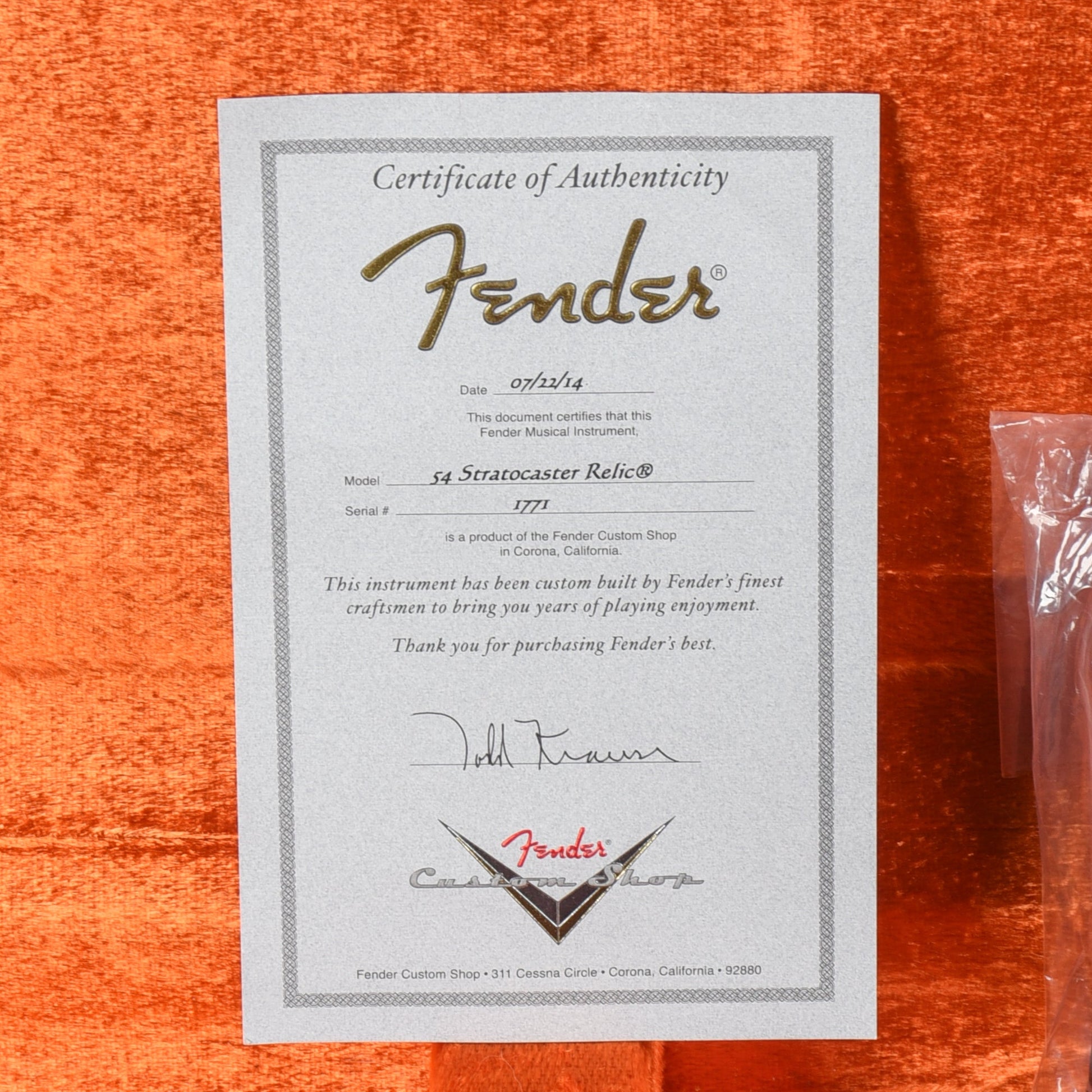Fender Custom Shop Todd Krause Masterbuilt '54 Stratocaster Relic Sunburst 2014