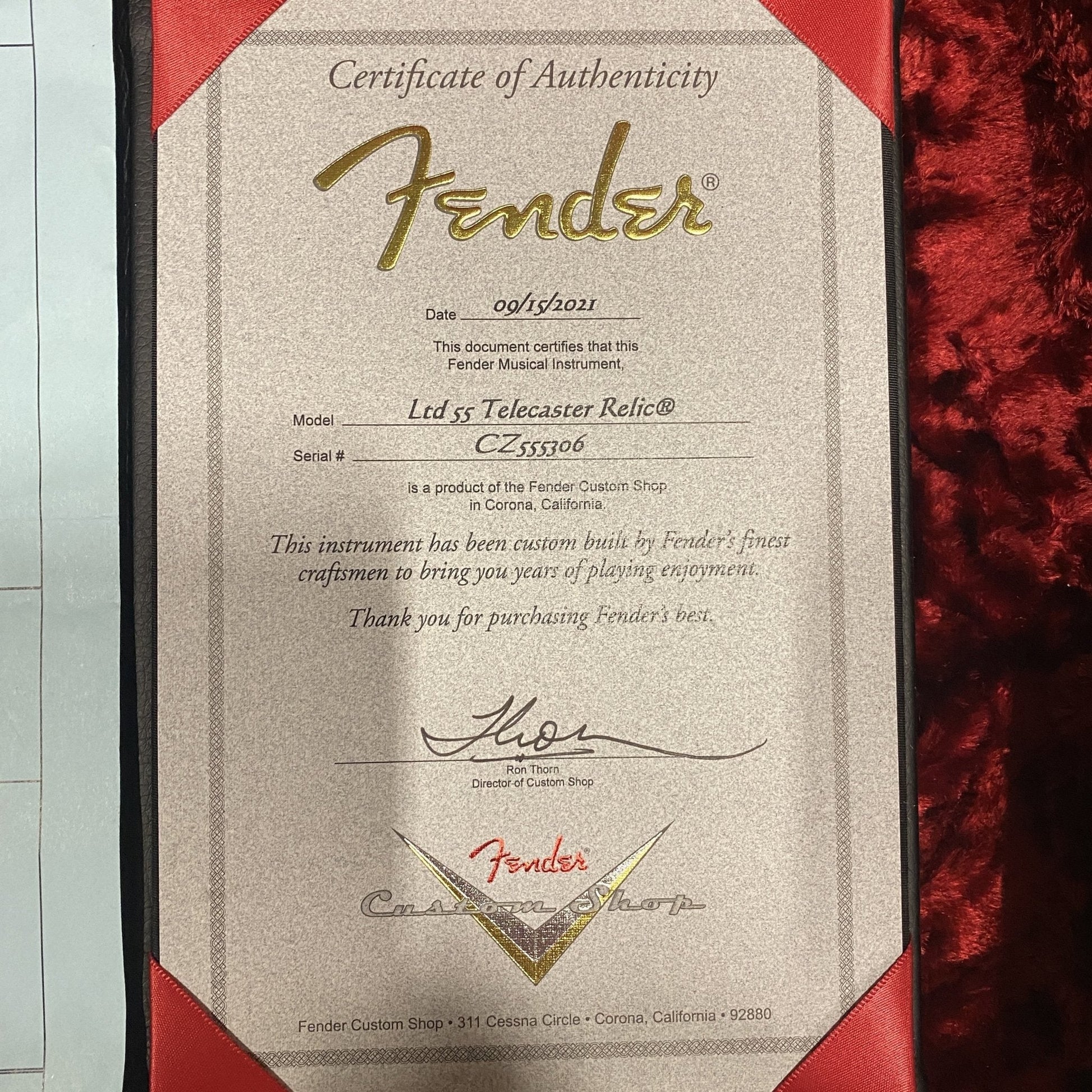 Fender Limited 1955 Telecaster Relic - (F-230) Serial: CZ555306 - PLEK'd