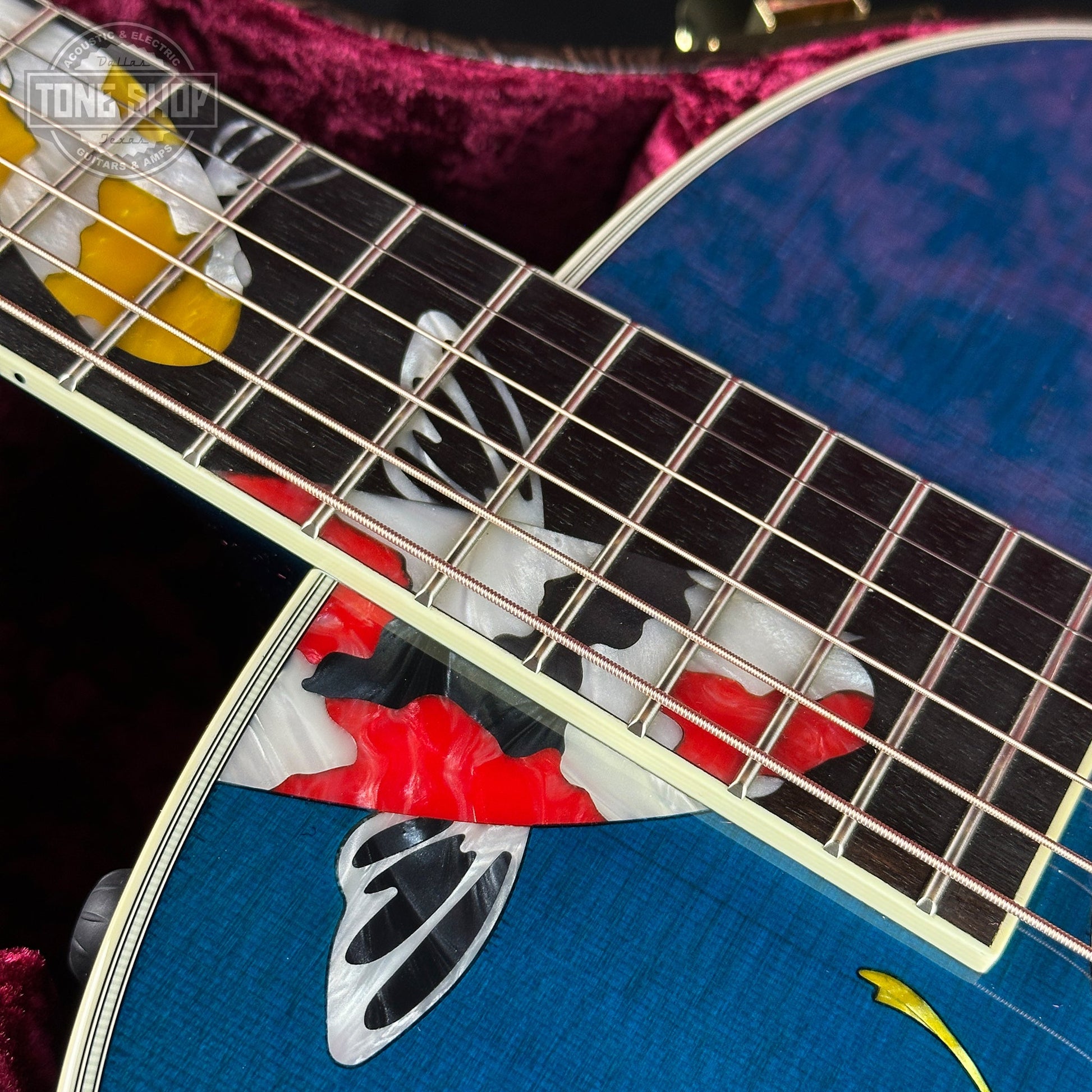Taylor Custom Grand Pacific Aquamarine Koi Motif w/case w/matching Circa 74 amp