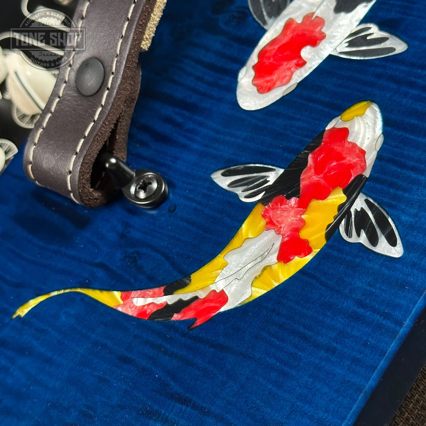 Taylor Custom Grand Pacific Aquamarine Koi Motif w/case w/matching Circa 74 amp