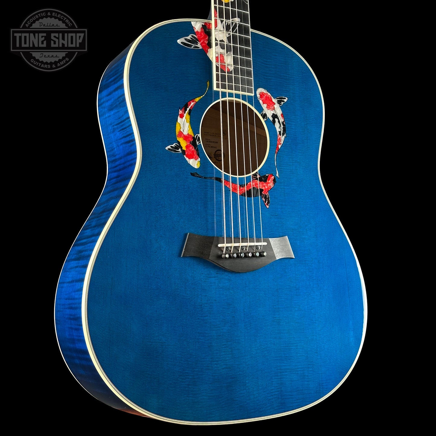 Taylor Custom Grand Pacific Aquamarine Koi Motif w/case w/matching Circa 74 amp