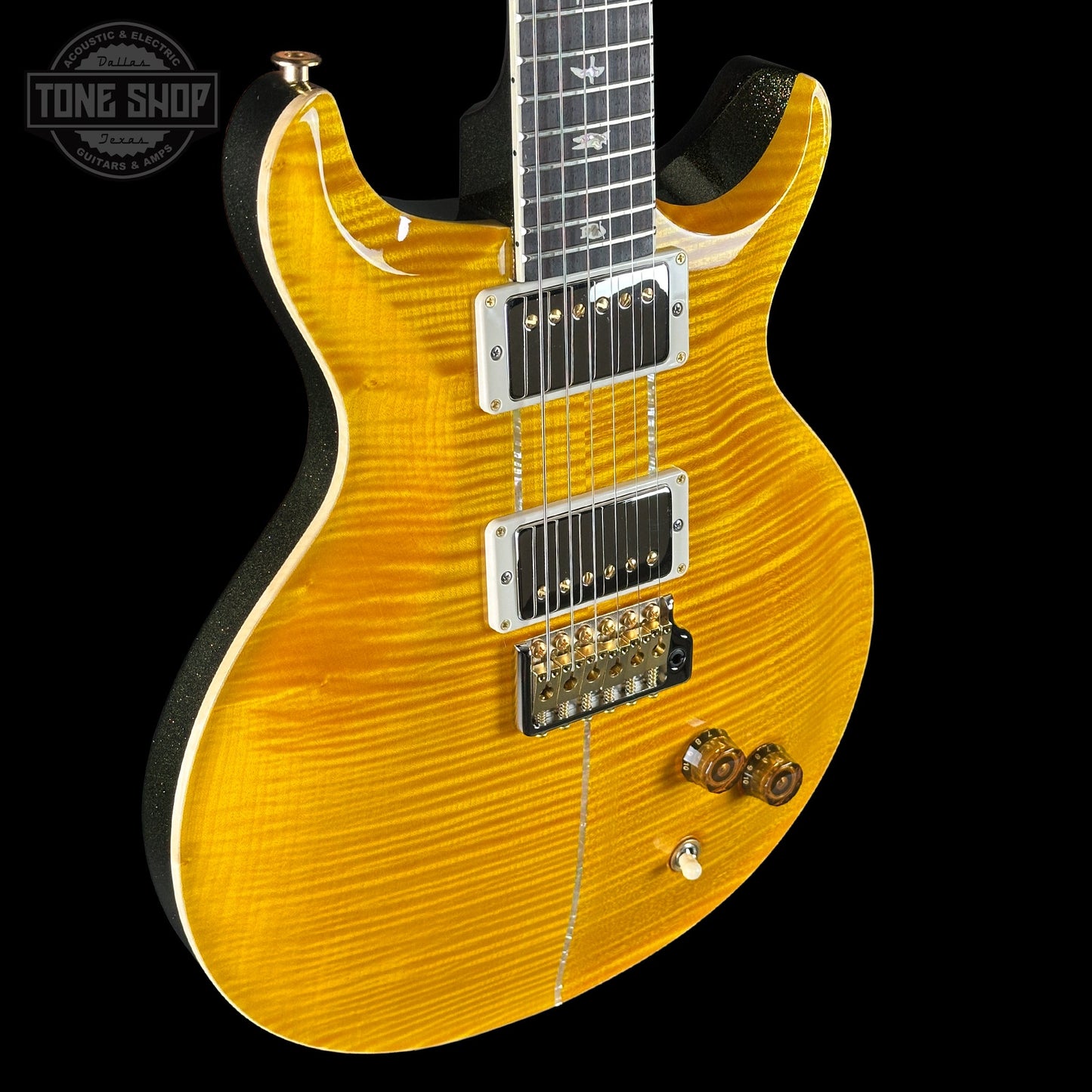PRS Santana Retro 10 Top Sprayer's Choice Santana Yellow Gold Holoflake Back w/case 0415510
