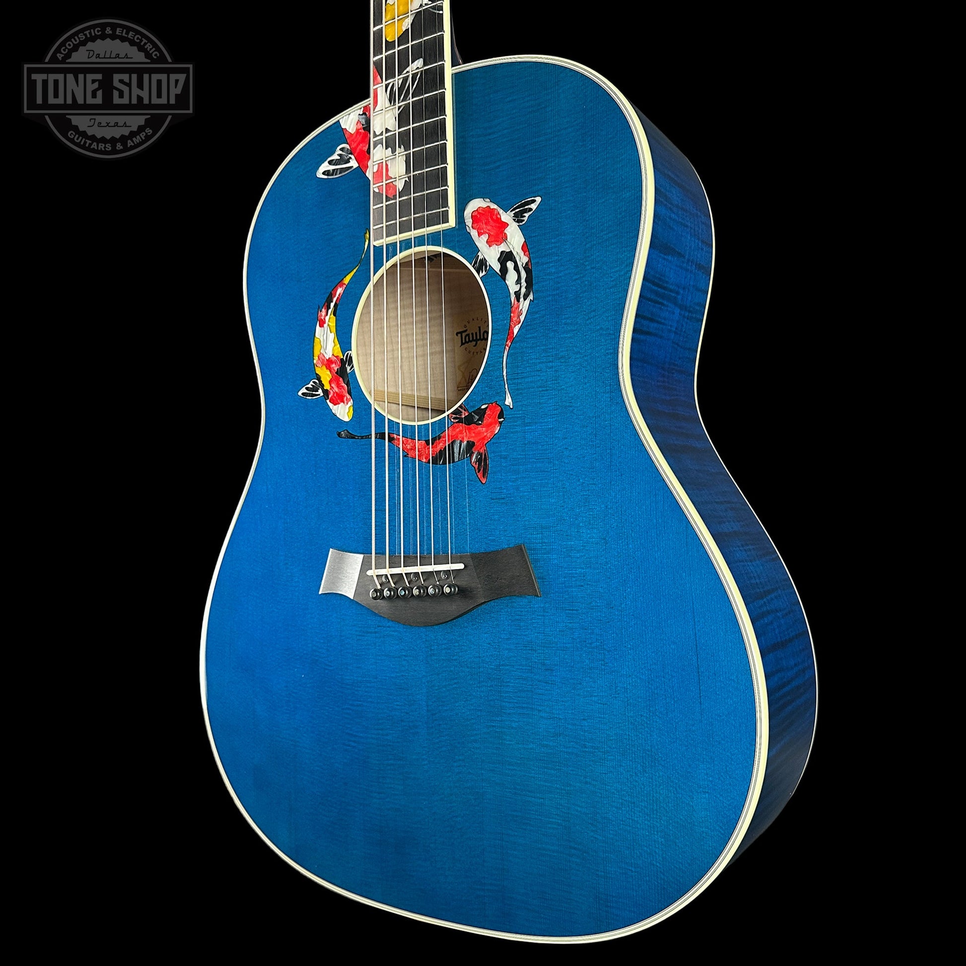 Taylor Custom Grand Pacific Aquamarine Koi Motif w/case w/matching Circa 74 amp
