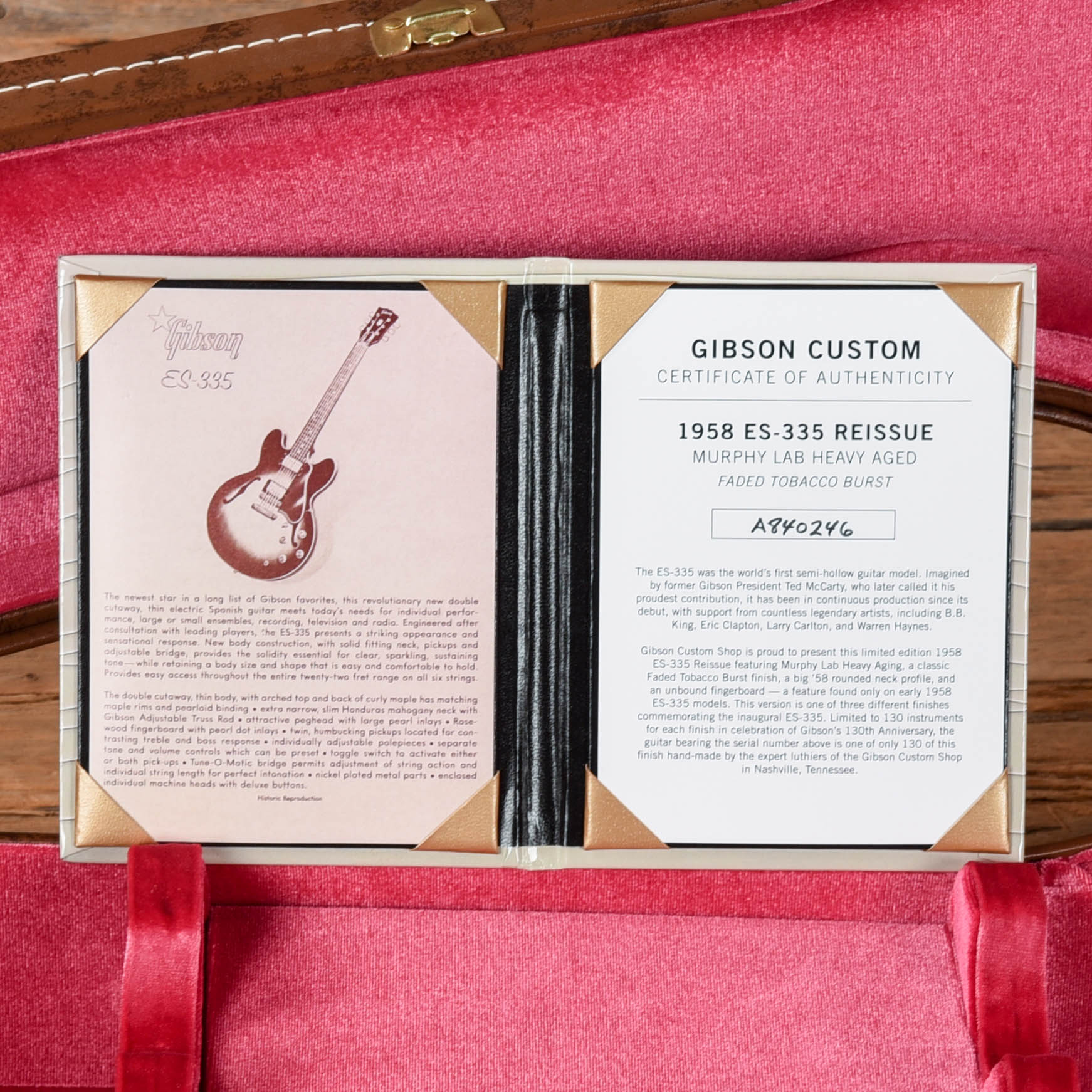 Gibson Custom Shop Murphy Lab '58 ES-335 Reissue Heavy Aged Faded Tobacco Burst 2024