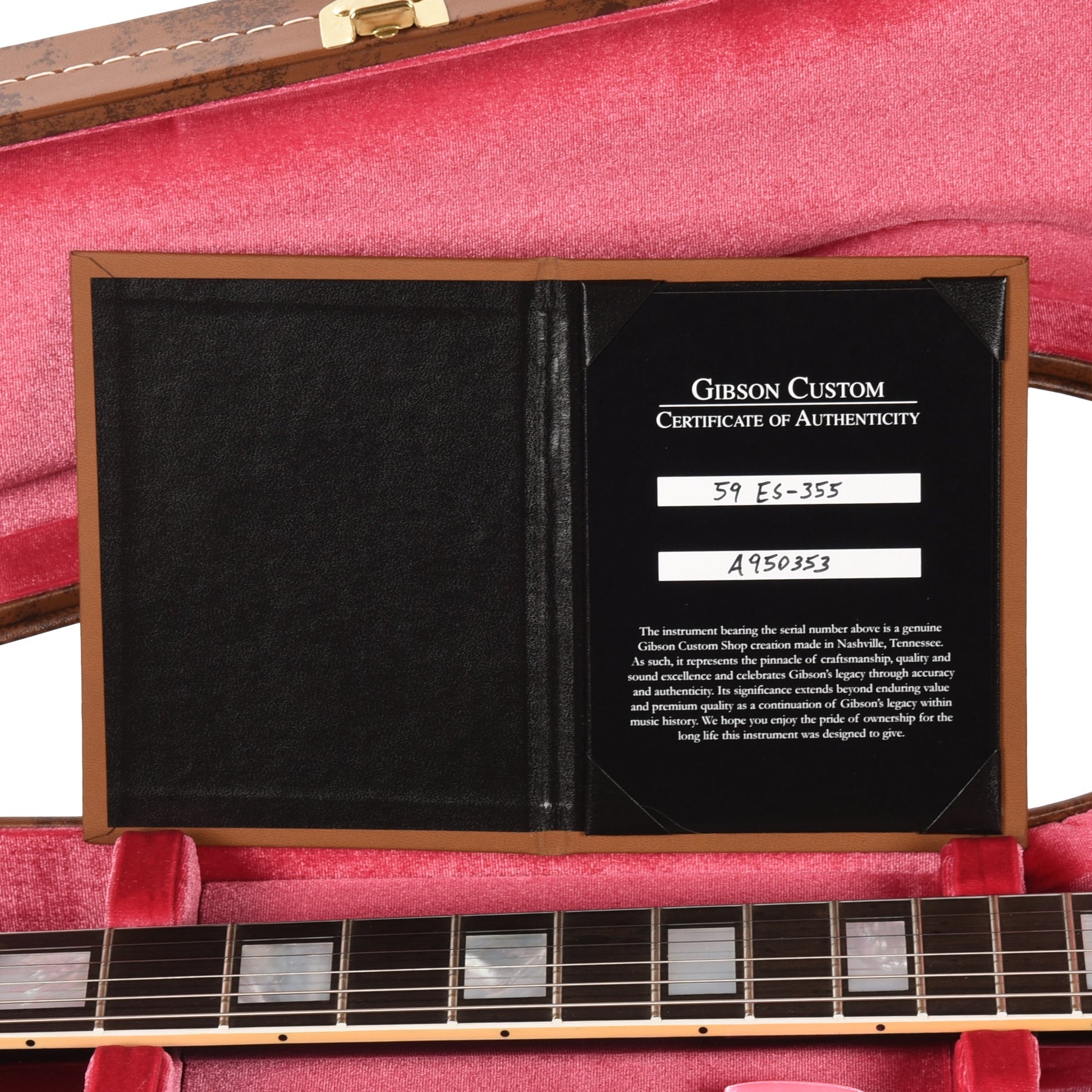 Gibson Custom Shop 1959 ES-355 Reissue Stop Bar Ebony VOS