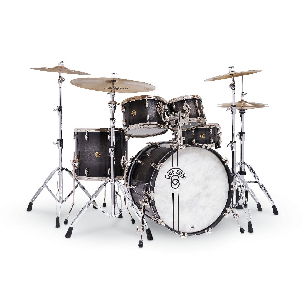 Gretsch 140th Anniversary 10/12/16/22/6.5x14 5pc. Hybrid Drum Kit Ebony Stardust w/Nickel Hdw & Bag Set