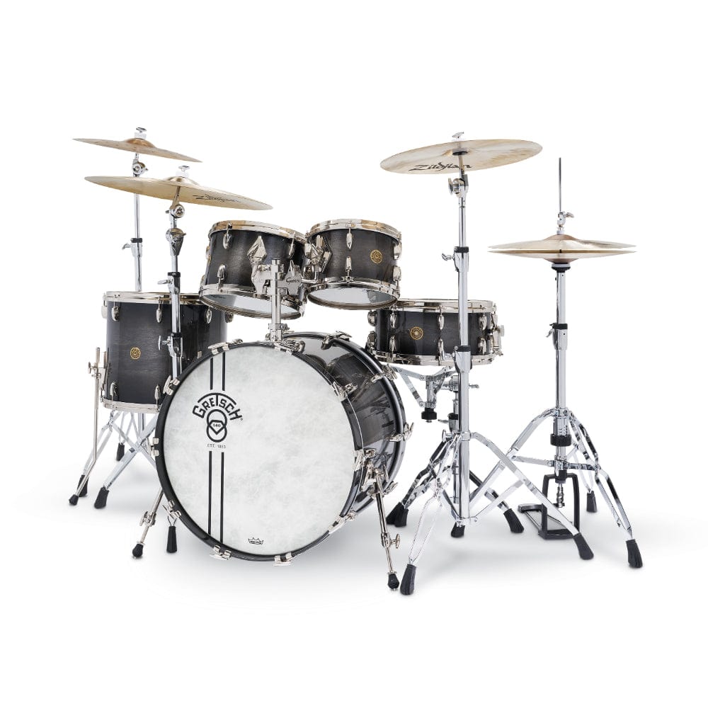 Gretsch 140th Anniversary 10/12/16/22/6.5x14 5pc. Hybrid Drum Kit Ebony Stardust w/Nickel Hdw & Bag Set