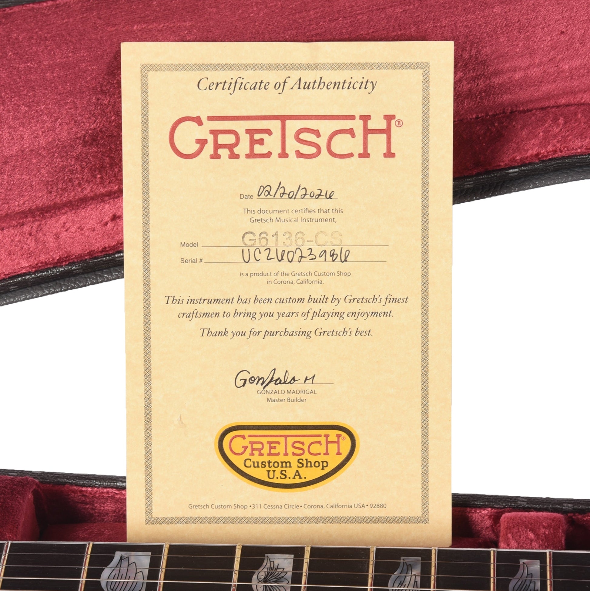 Gretsch Custom Shop G6136-55 Black Falcon NOS Aged Black Master Built by Gonzalo Madrigal
