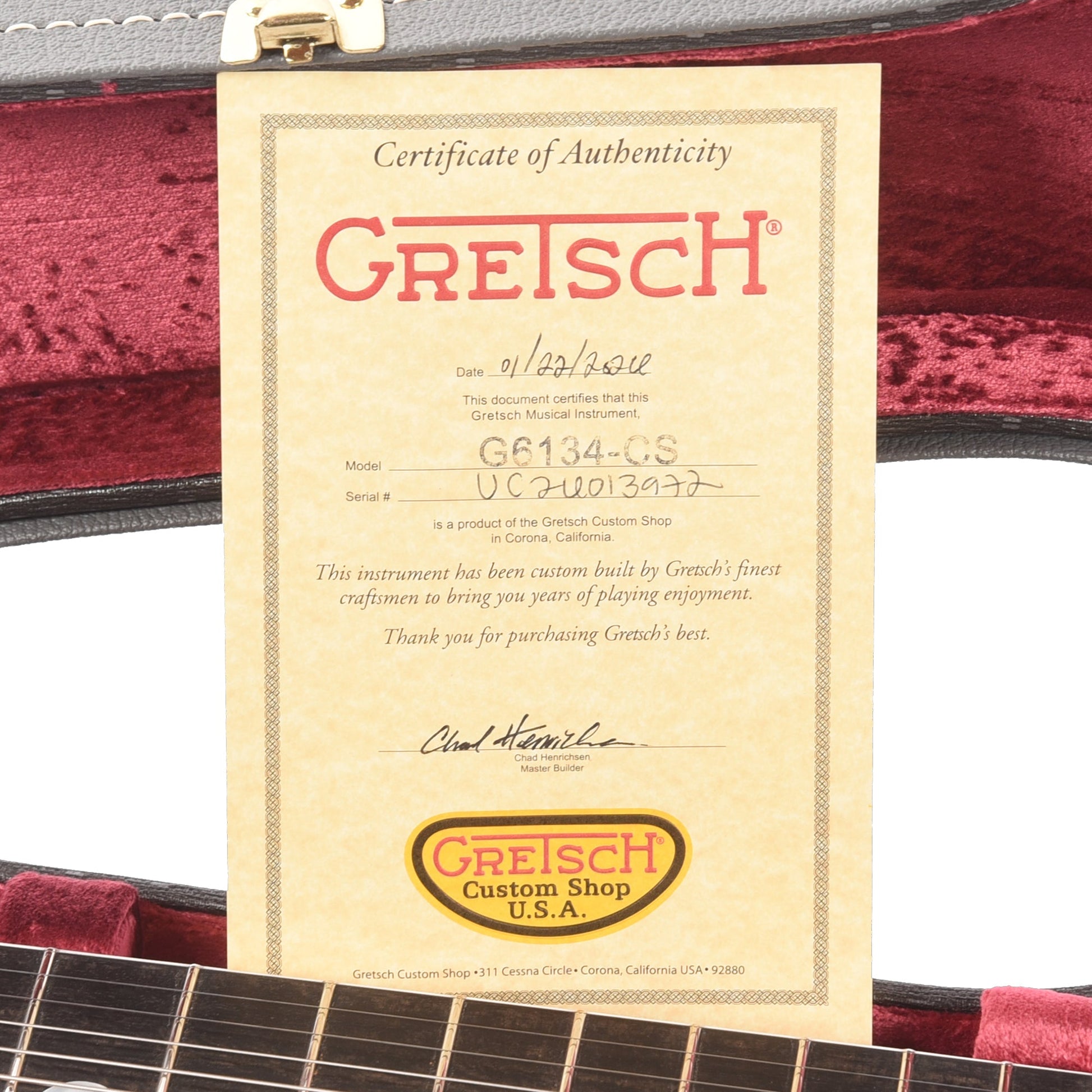 Gretsch Custom Shop G6134-55 Cocobolo Top Penguin NOS Natural Master Built by Chad Henrichsen