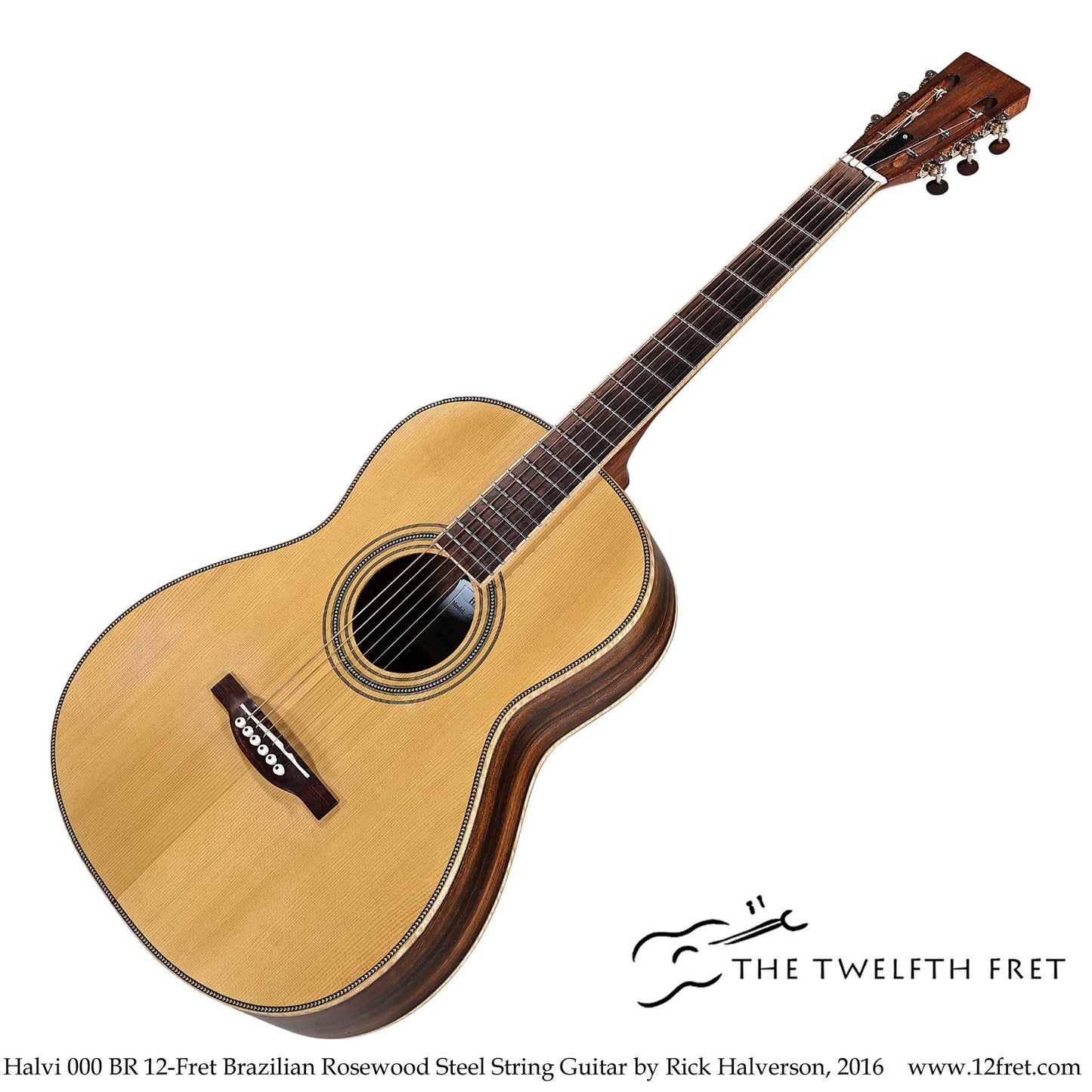 Halvi 000 BR 12-Fret Brazilian Rosewood Steel String Guitar by Rick Halverson, 2016  [USED]
