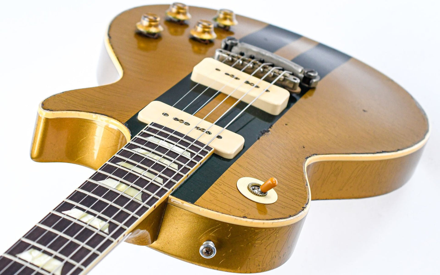 Gibson Custom 56 Les Paul All Gold w/ British Racing Green Stripes Murphy Lab Heavy Aged