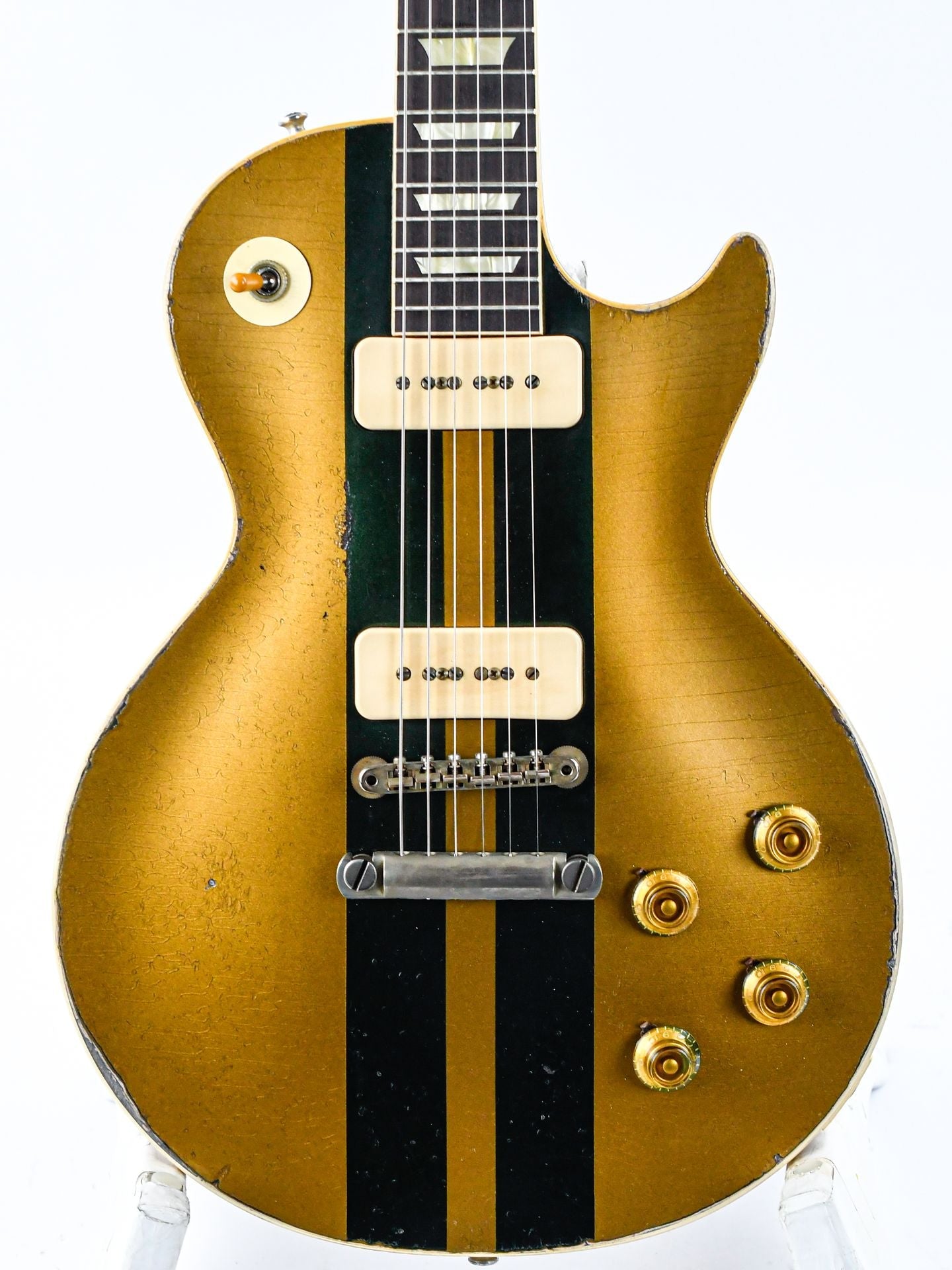 Gibson Custom 56 Les Paul All Gold w/ British Racing Green Stripes Murphy Lab Heavy Aged