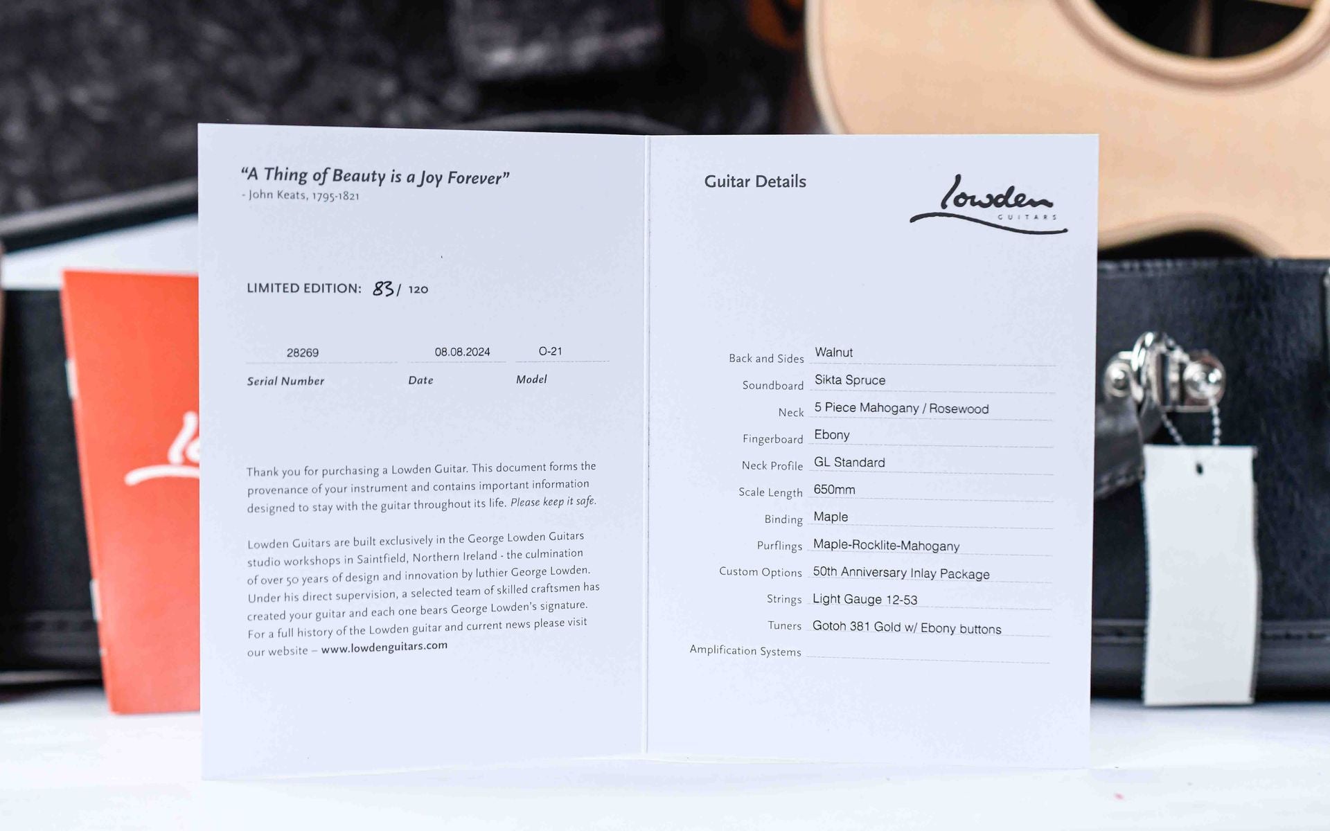 Lowden 50th Anniversary O21 Walnut Sitka Spruce