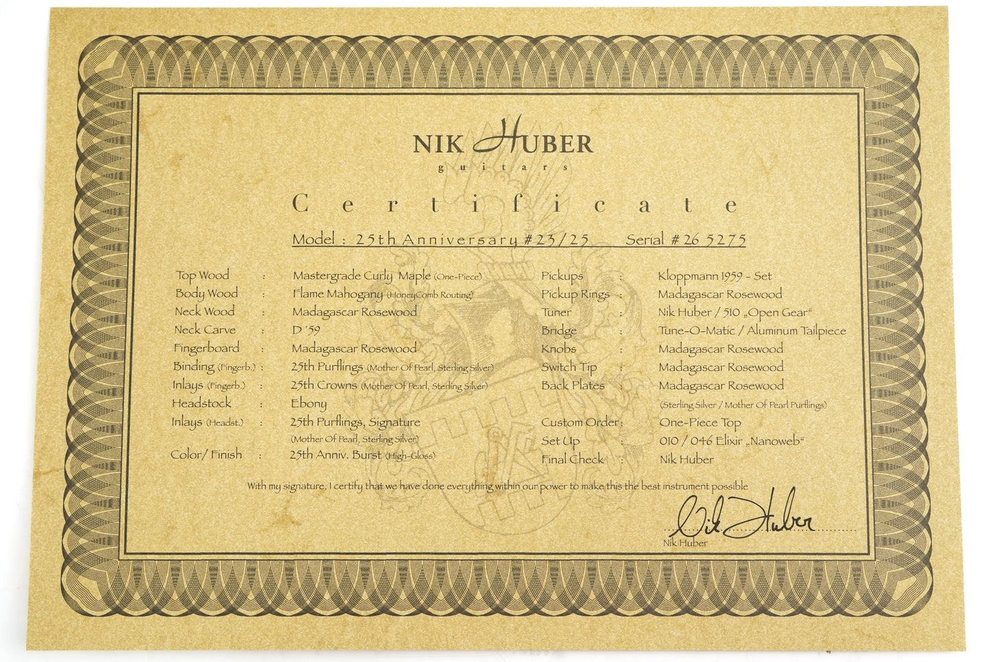 Nik Huber Dolphin 59 25th Anniversary Silver Burst #23 of 25