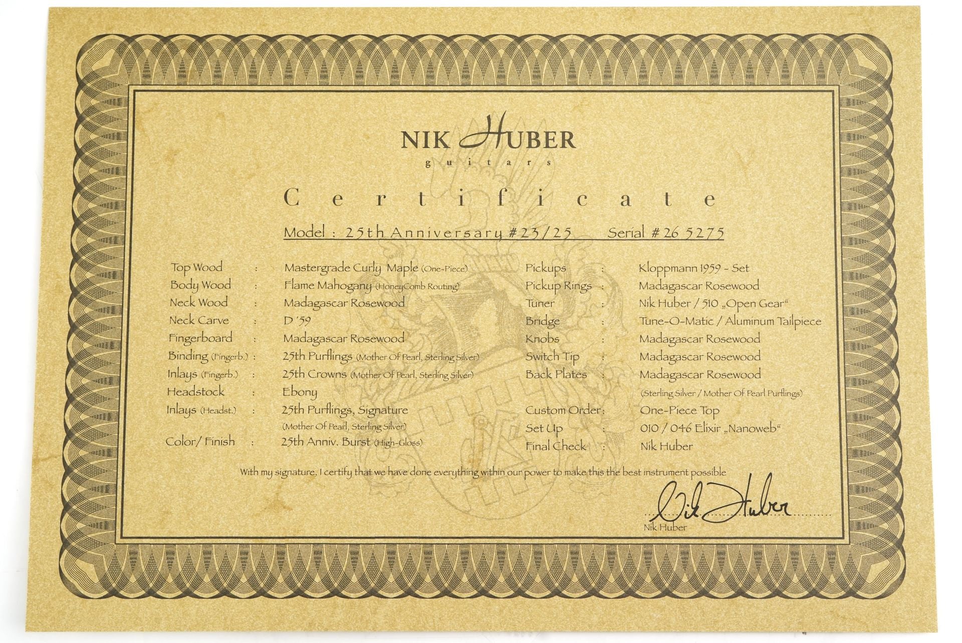 Nik Huber Dolphin 59 25th Anniversary Silver Burst #23 of 25