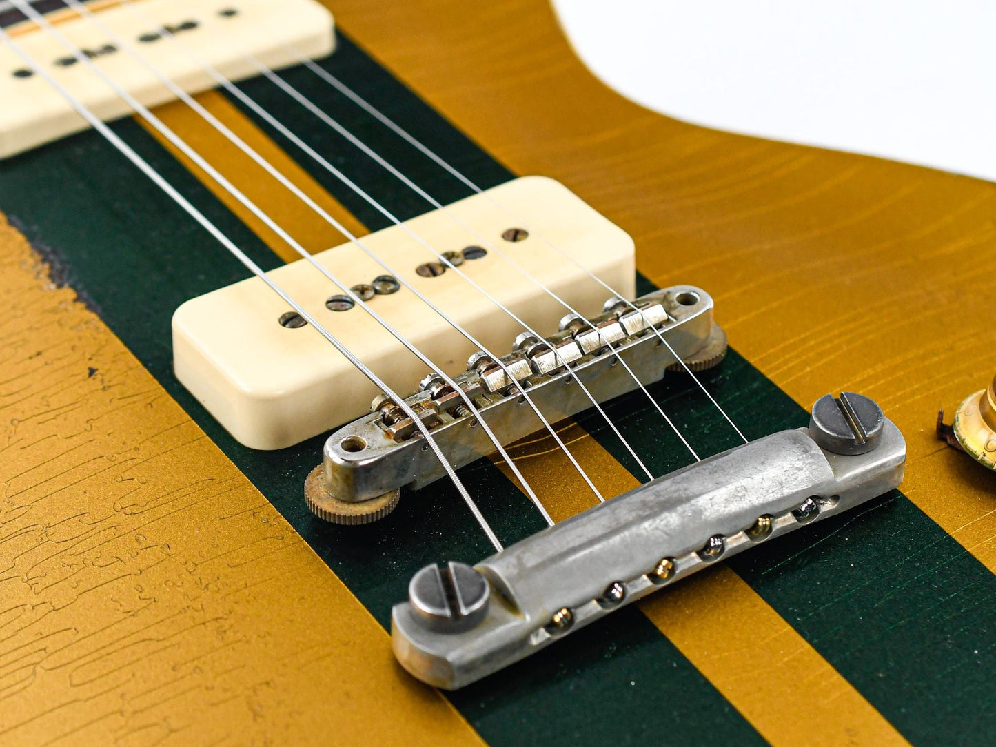 Gibson Custom 56 Les Paul All Gold w/ British Racing Green Stripes Murphy Lab Heavy Aged