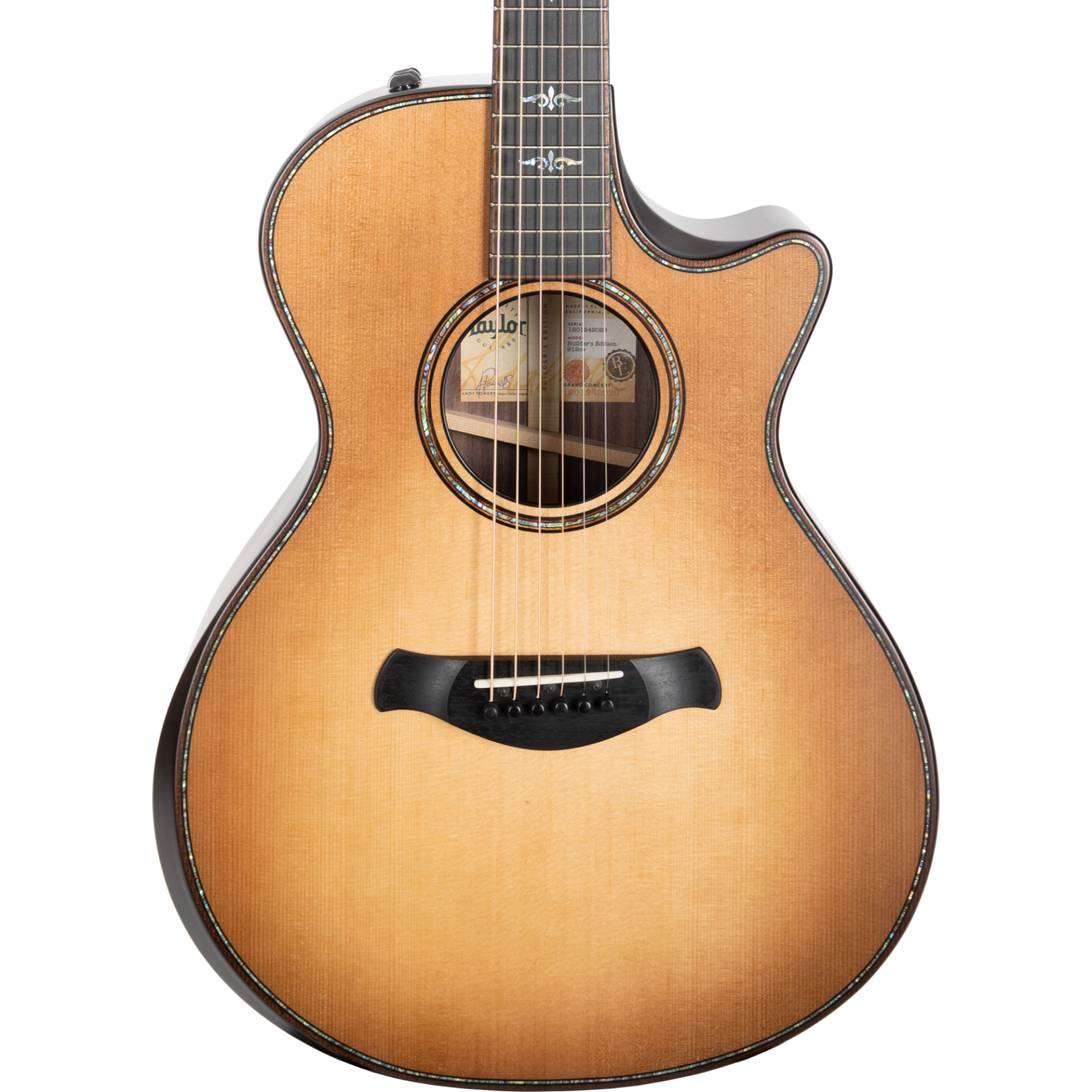 Taylor 912CE Builders Edition Grand Concert Acoustic Electric Guitar, Wild Honey Burst