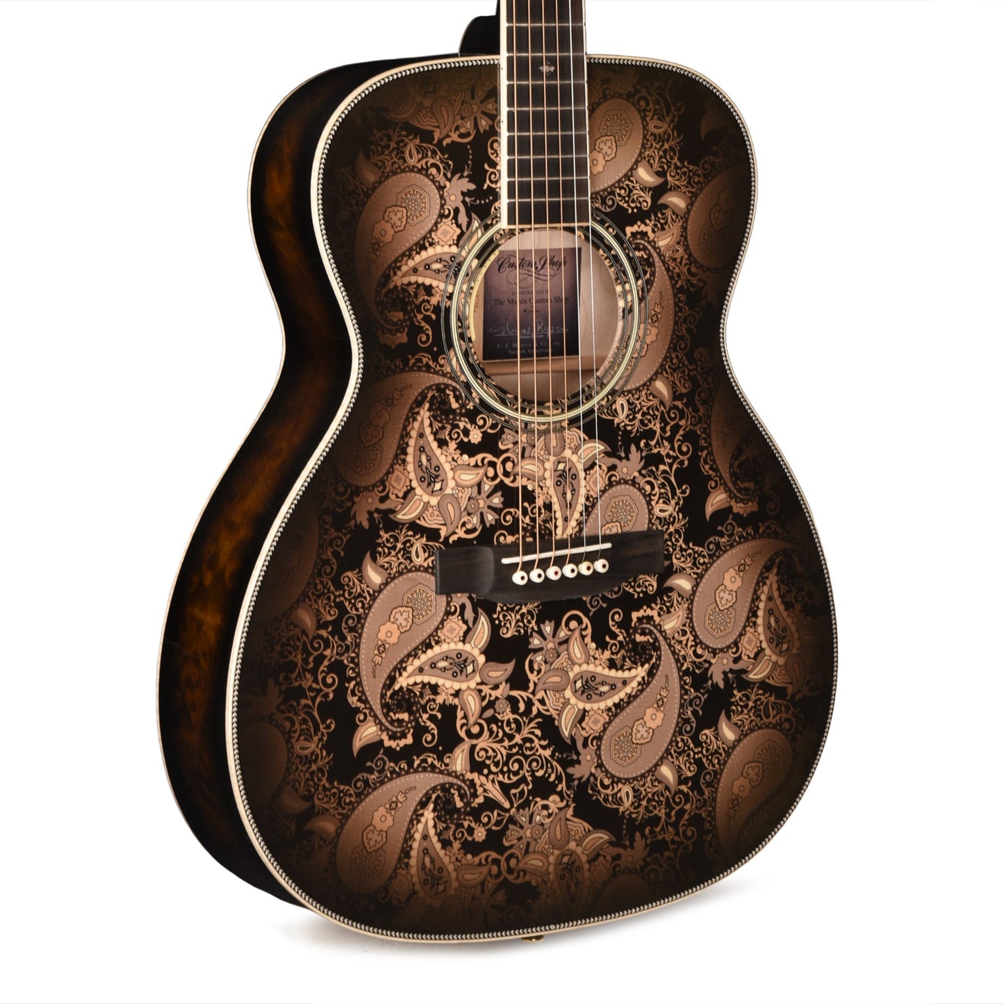 Martin Custom Shop M Paisley Engelmann Spruce/Quilted Maple Ember Burst
