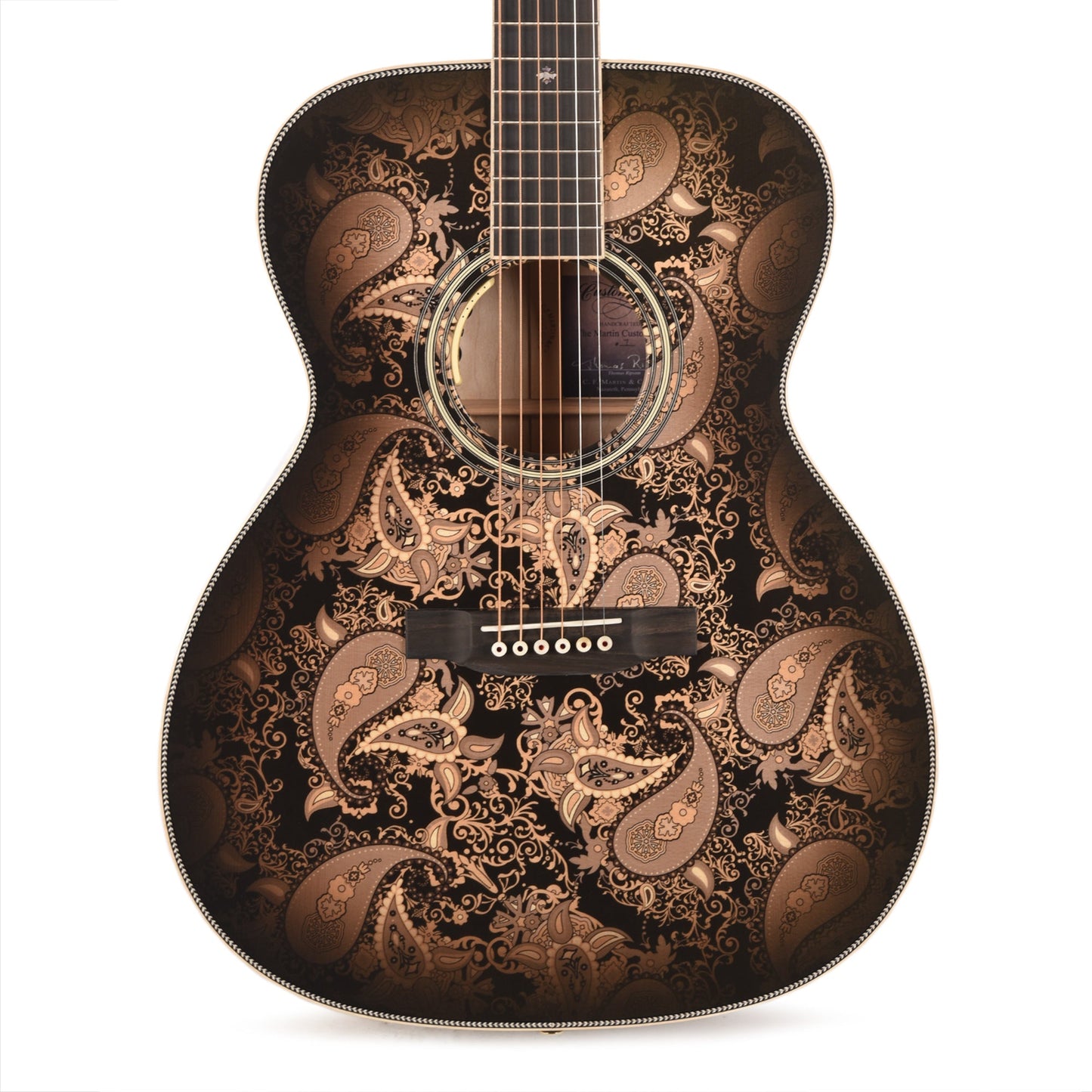 Martin Custom Shop M Paisley Engelmann Spruce/Quilted Maple Ember Burst
