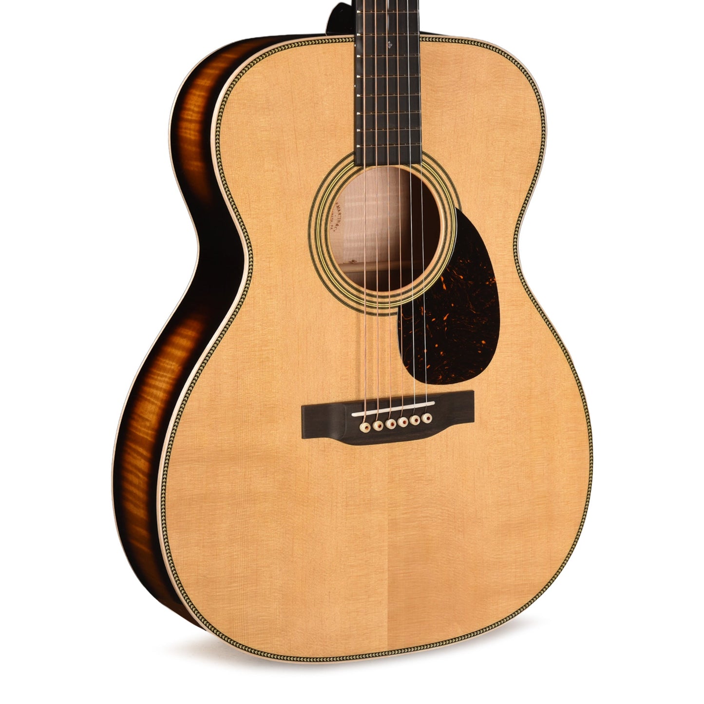 Martin Custom Shop OM-28 Style Auditorium Spruce/Pacific Big Leaf Flamed Maple Natural w/1935 Burst Back & Sides