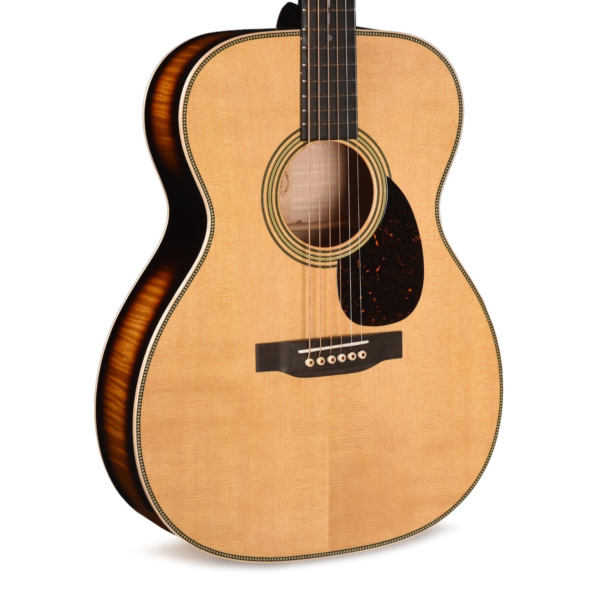 Martin Custom Shop OM-28 Style Auditorium Spruce/Pacific Big Leaf Flamed Maple Natural w/1935 Burst Back & Sides