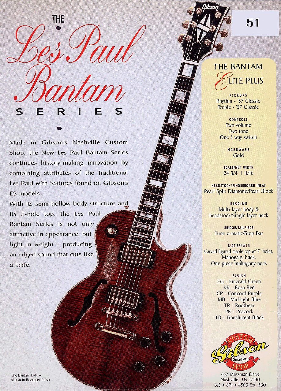 1995 Gibson Custom Shop Les Paul Bantam Elite Plus Florentine ROOTBEER QUILT -- ES 335 Semi Hollow