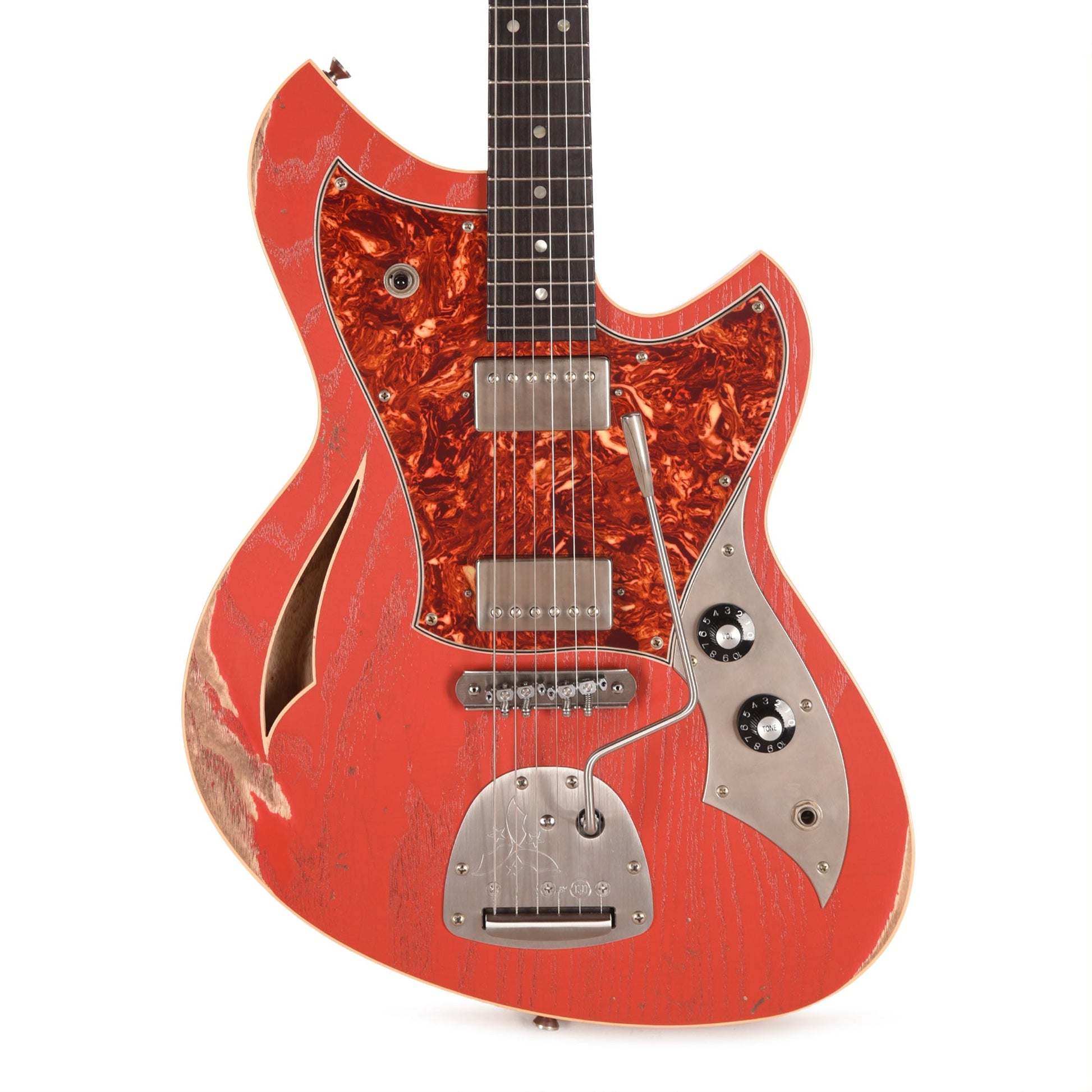 Novo Custom Miris J Medium Distress Fiesta Red w/Fralin Pure PAF Humbuckers