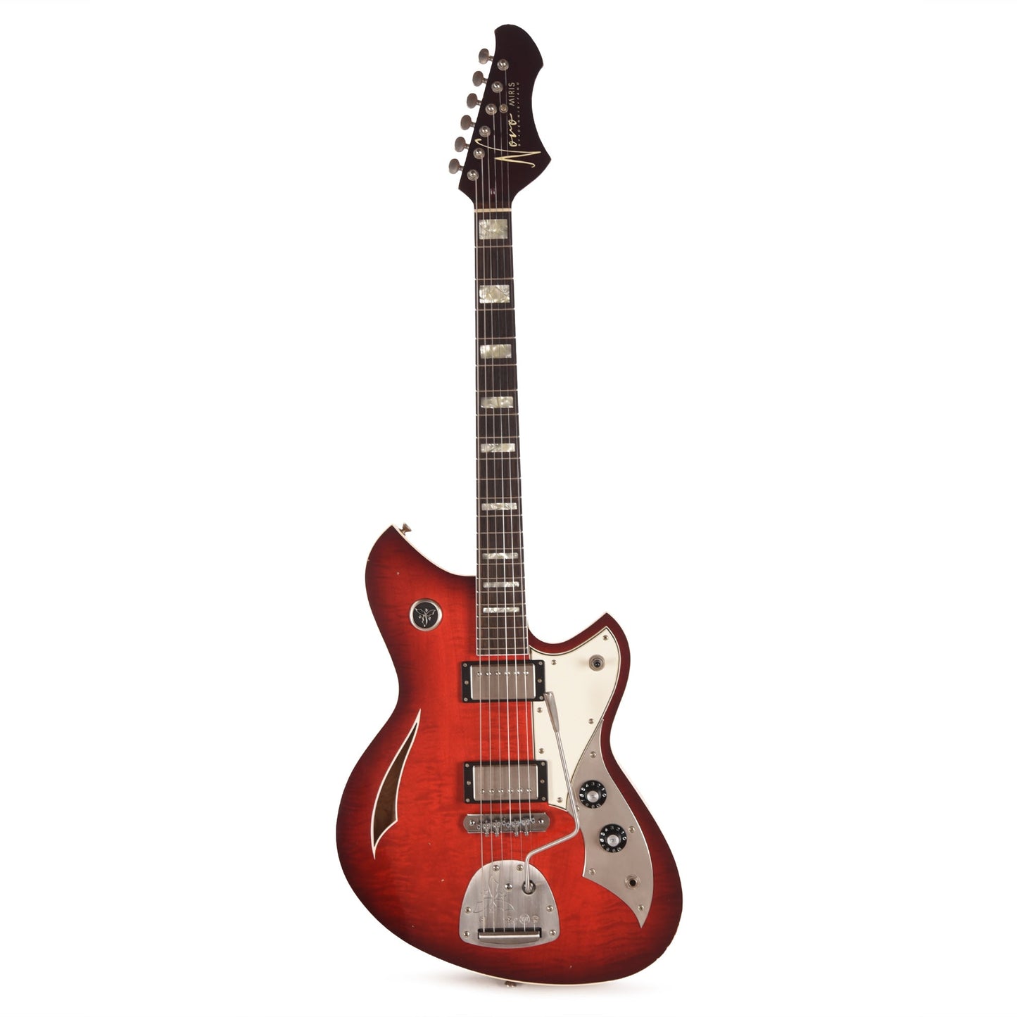 Novo Dealer Limited Miris J HH Harmony Burst Light Distress w/ Amber Back & Sides & Lollar Low Wind Imperial Humbuckers