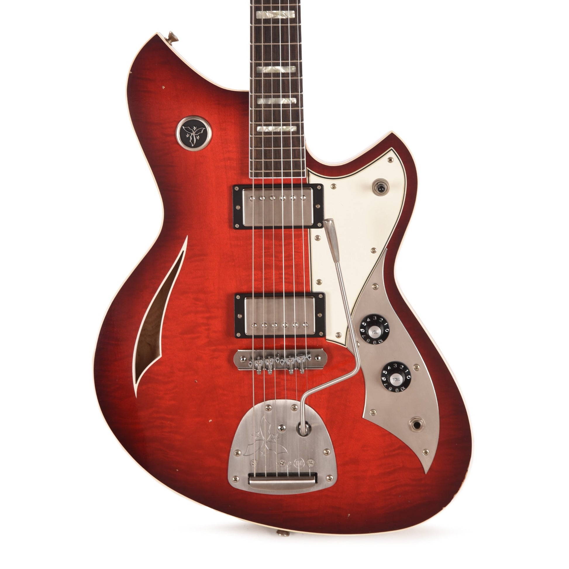 Novo Dealer Limited Miris J HH Harmony Burst Light Distress w/ Amber Back & Sides & Lollar Low Wind Imperial Humbuckers