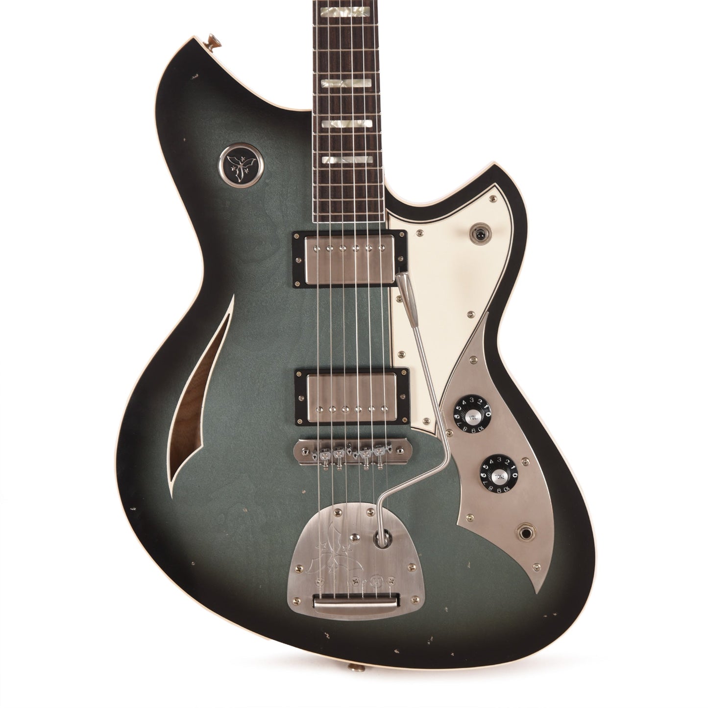 Novo Dealer Limited Miris J HH Pelham Burst Light Distress w/ Amber Back & Sides & Lollar Low Wind Imperial Humbuckers