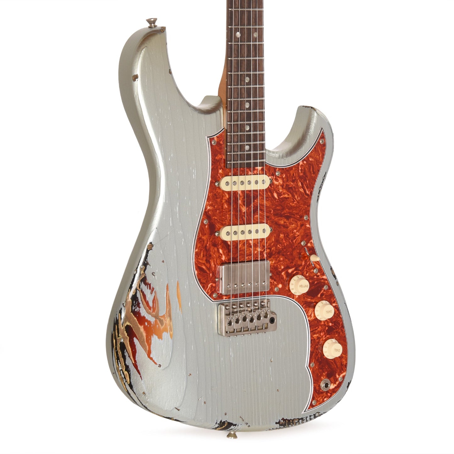 Novo Idris HSS Ice Blue Metallic Over '64 3-Tone Burst Medium Distress w/ Fralin Modern PAF & Vintage Hot Strat Pickups