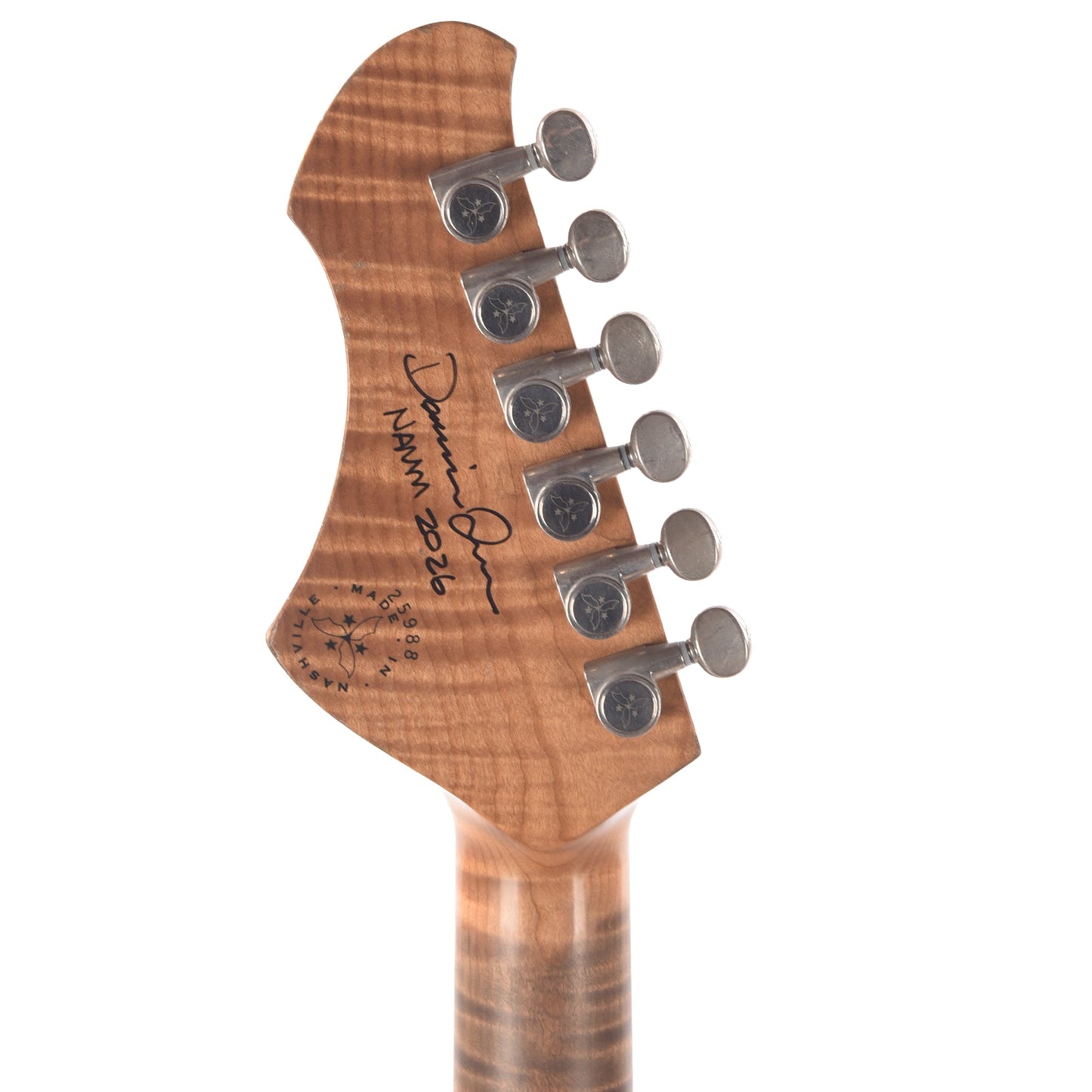 Novo Miris J Custom Sherwood Green Light Distress w/Novo Gold Foils by Lollar (Displayed at NAMM 2026, Signed by Dennis Fano)