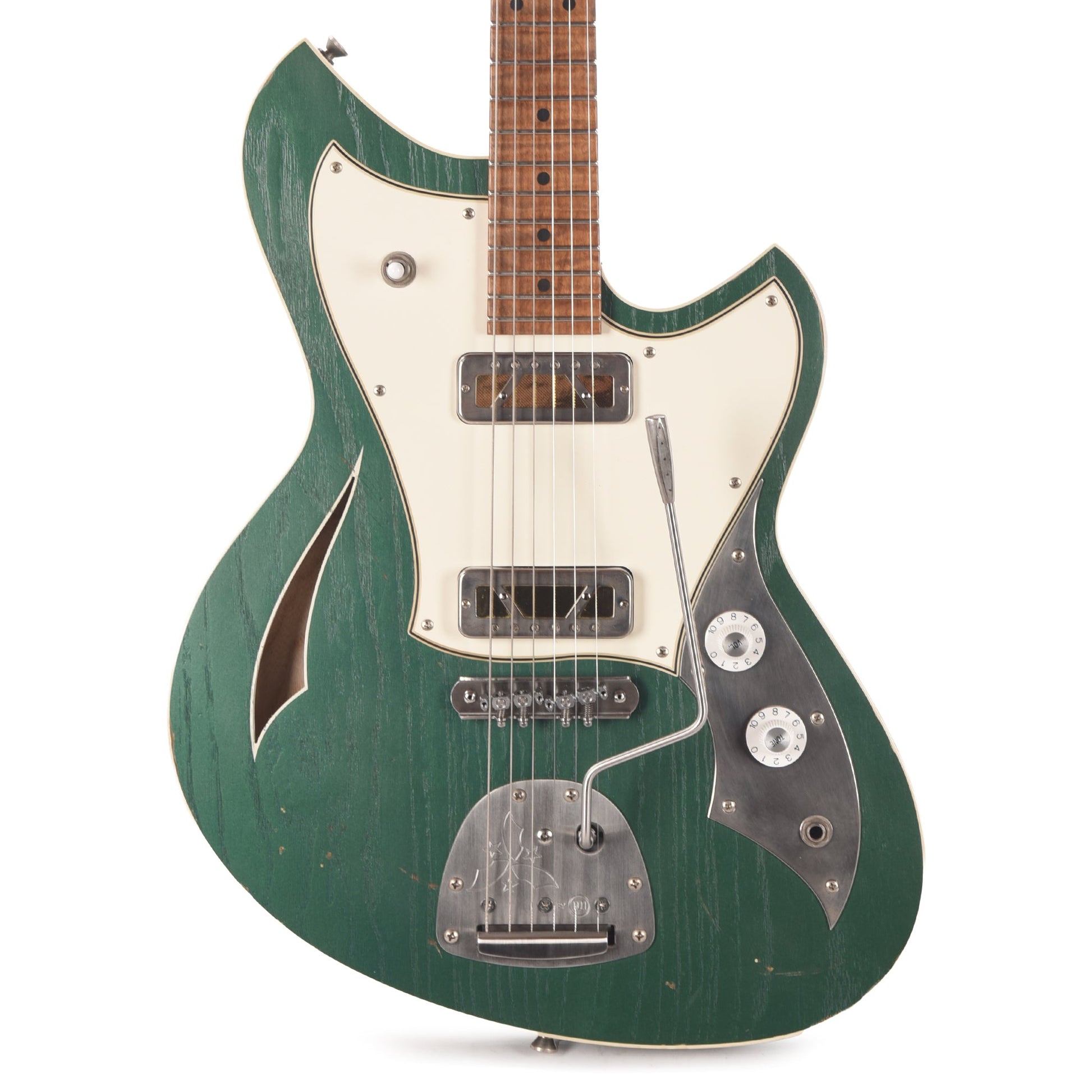 Novo Miris J Custom Sherwood Green Light Distress w/Novo Gold Foils by Lollar (Displayed at NAMM 2026, Signed by Dennis Fano)