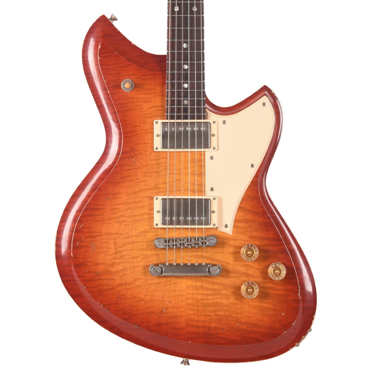 Novo Dealer Limited Serus Chambered H2 Faded Cherry Burst Light Distress w/Lollar Low-Wind Imperials (Displayed at NAMM 2026, Signed by Dennis Fano)