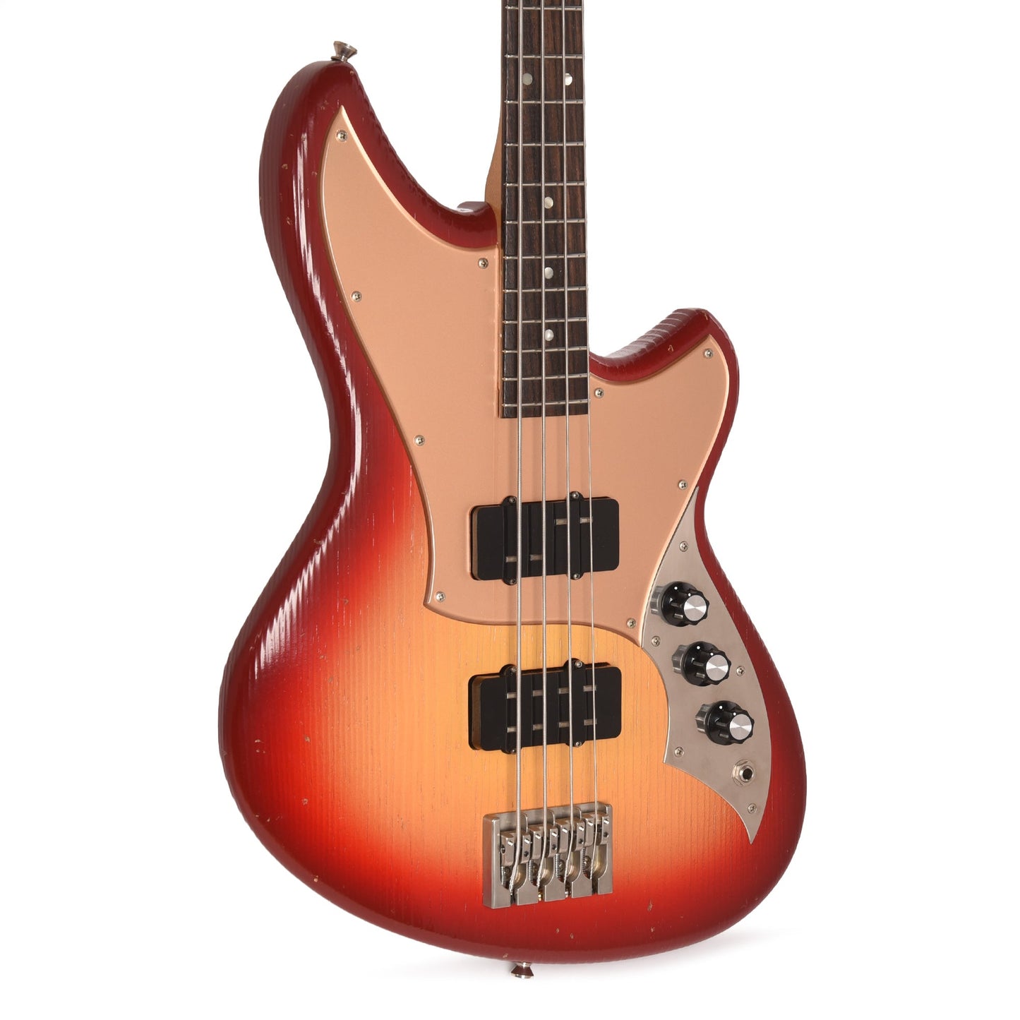 Novo Ivorus Light Distress Maroon Burst w/Novo Jazzmaster Bass Pickups