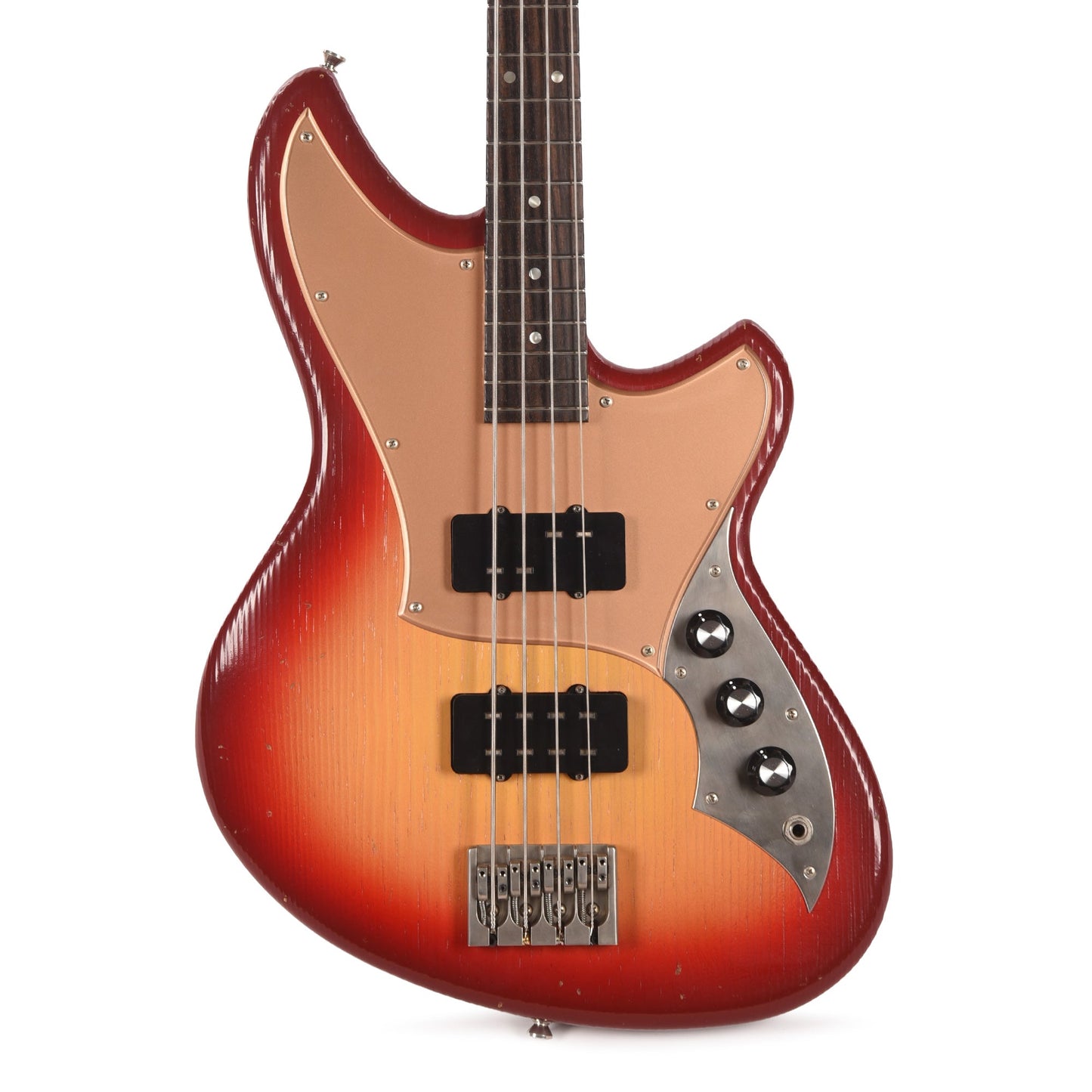 Novo Ivorus Light Distress Maroon Burst w/Novo Jazzmaster Bass Pickups