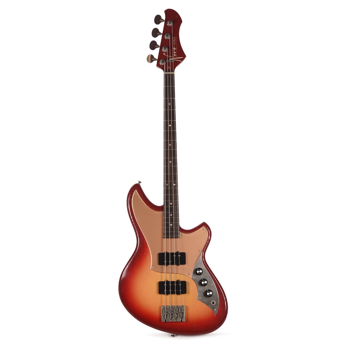 Novo Ivorus Light Distress Maroon Burst w/Novo Jazzmaster Bass Pickups