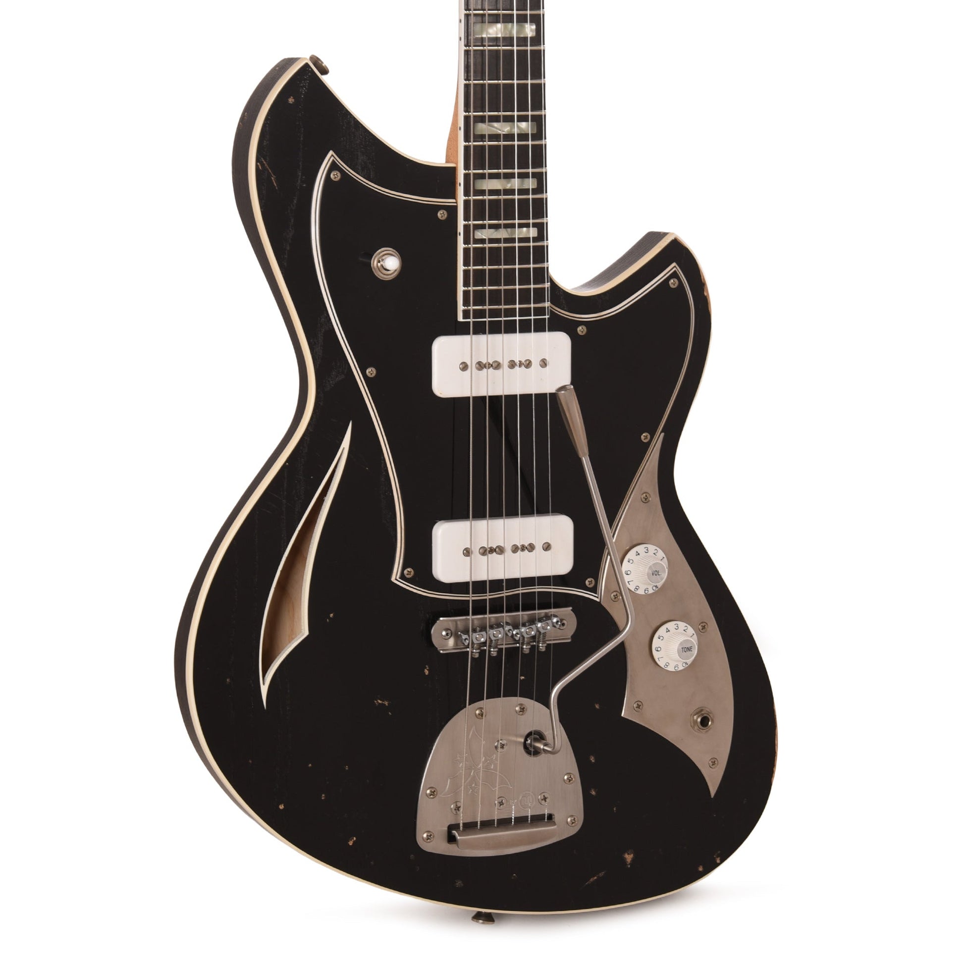 Novo Miris J Light Distress Bull Black w/Fralin P-90s