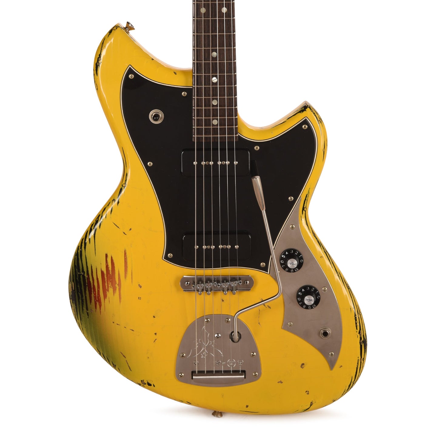 Novo Serus J Vandalism Yellow Over '64 3-Tone Burst Distress w/Fralin P-90 Pickups