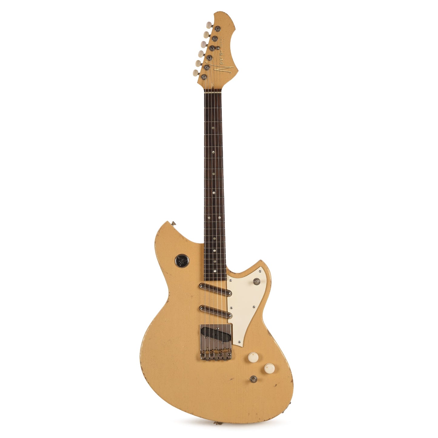 Novo Signature Chambered Serus T Desert Sand Silver Flake Light Distress w/White Vinyl Trim & Lipstick Pickups