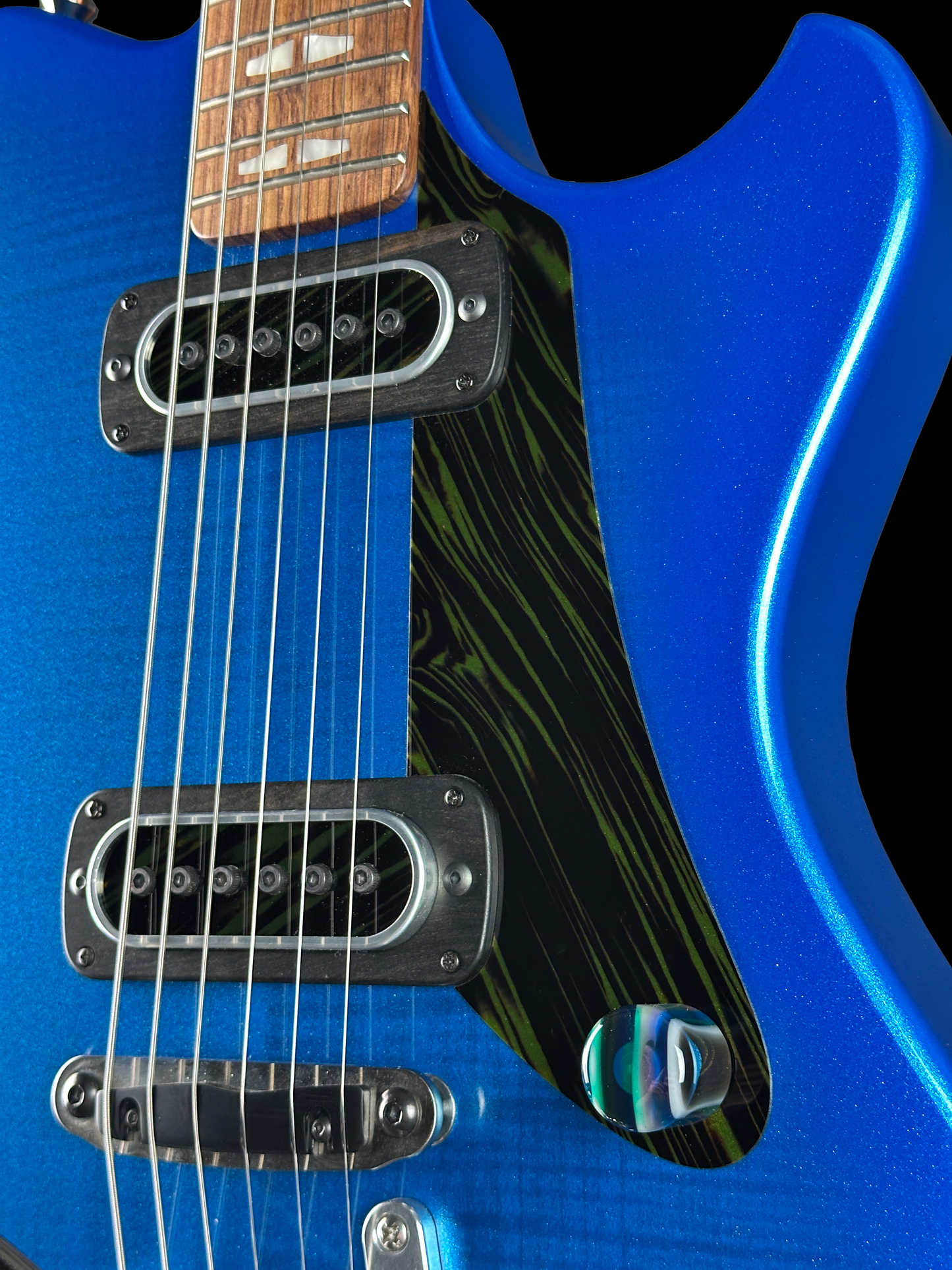 Powers Electric A-Type Select Maple Cruise Night Blue Ghost Flame PF42 Firestripe Delrin Cool CamTail w/Bag