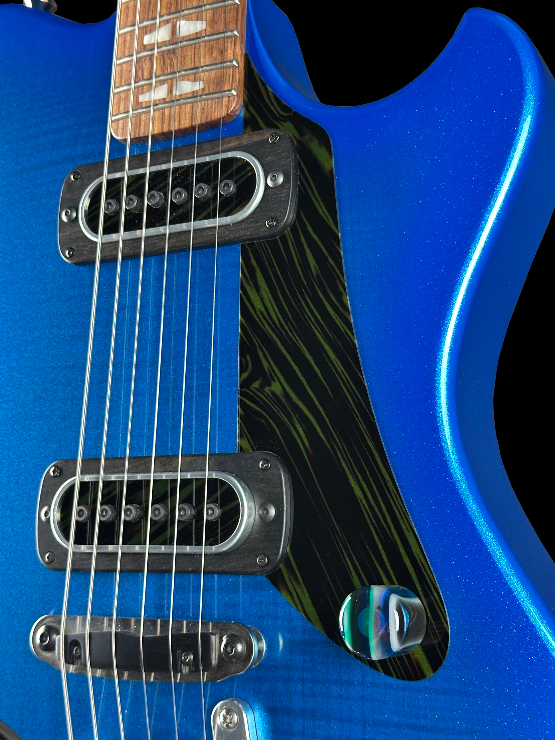 Powers Electric A-Type Select Maple Cruise Night Blue Ghost Flame PF42 Firestripe Delrin Cool CamTail w/Bag