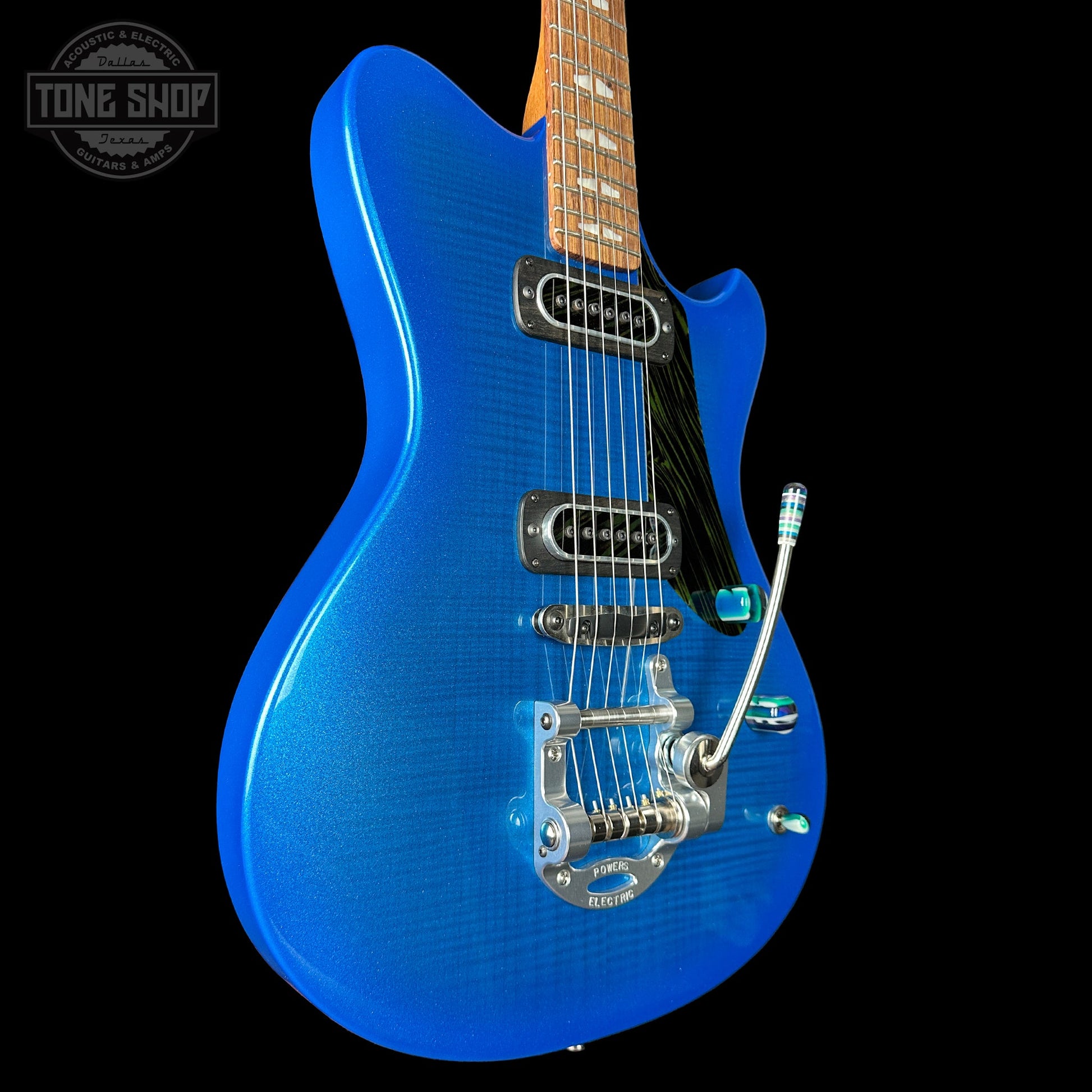 Powers Electric A-Type Select Maple Cruise Night Blue Ghost Flame PF42 Firestripe Delrin Cool CamTail w/Bag
